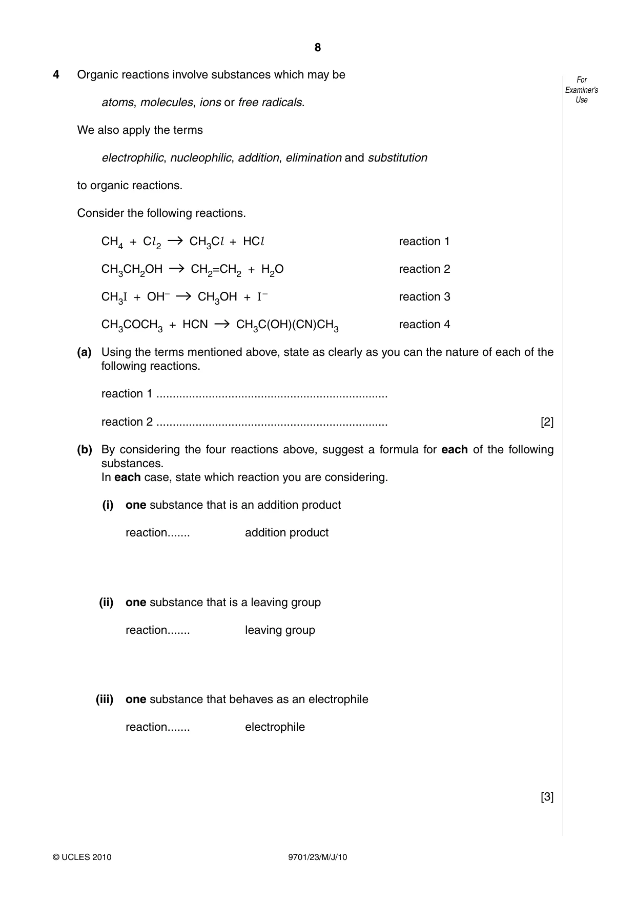 Cambridge A Level Chemistry 9701 2010 May/June Paper 2 · Variant 3 question paper, page 8 of 12