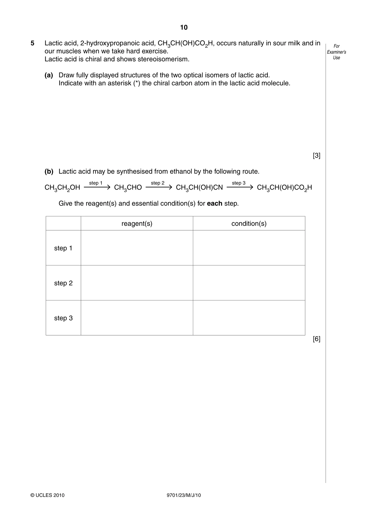 Cambridge A Level Chemistry 9701 2010 May/June Paper 2 · Variant 3 question paper, page 10 of 12