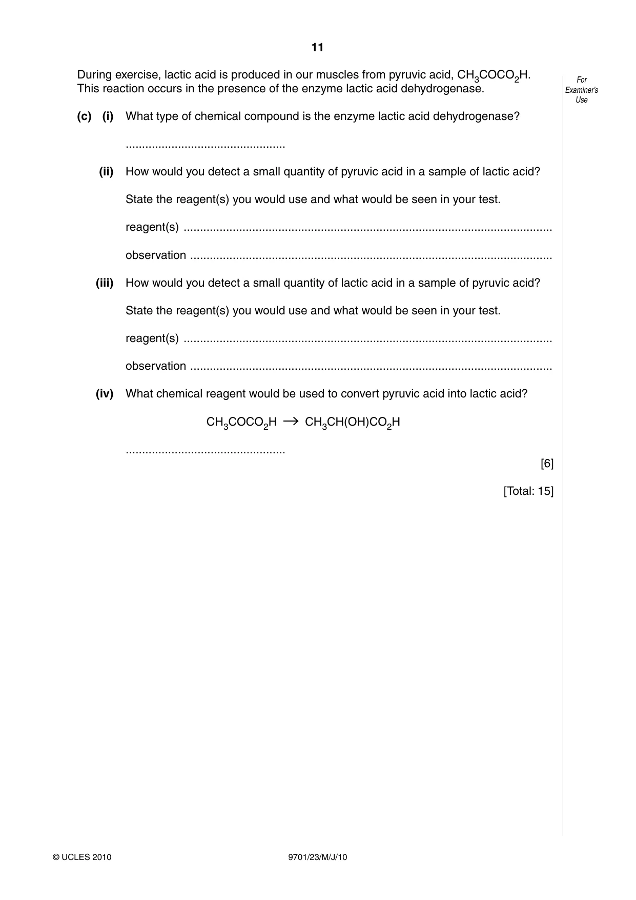 Cambridge A Level Chemistry 9701 2010 May/June Paper 2 · Variant 3 question paper, page 11 of 12