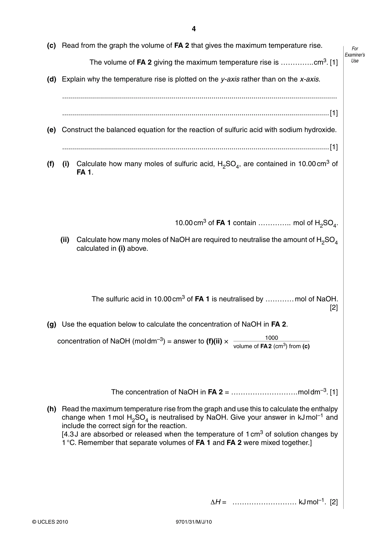 Cambridge A Level Chemistry 9701 2010 May/June Paper 3 · Variant 1 question paper, page 4 of 12
