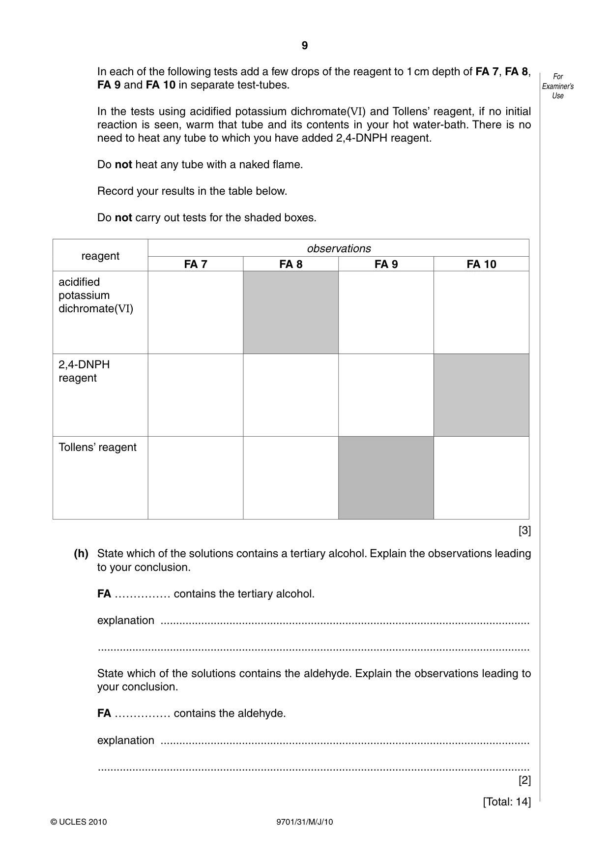 Cambridge A Level Chemistry 9701 2010 May/June Paper 3 · Variant 1 question paper, page 9 of 12