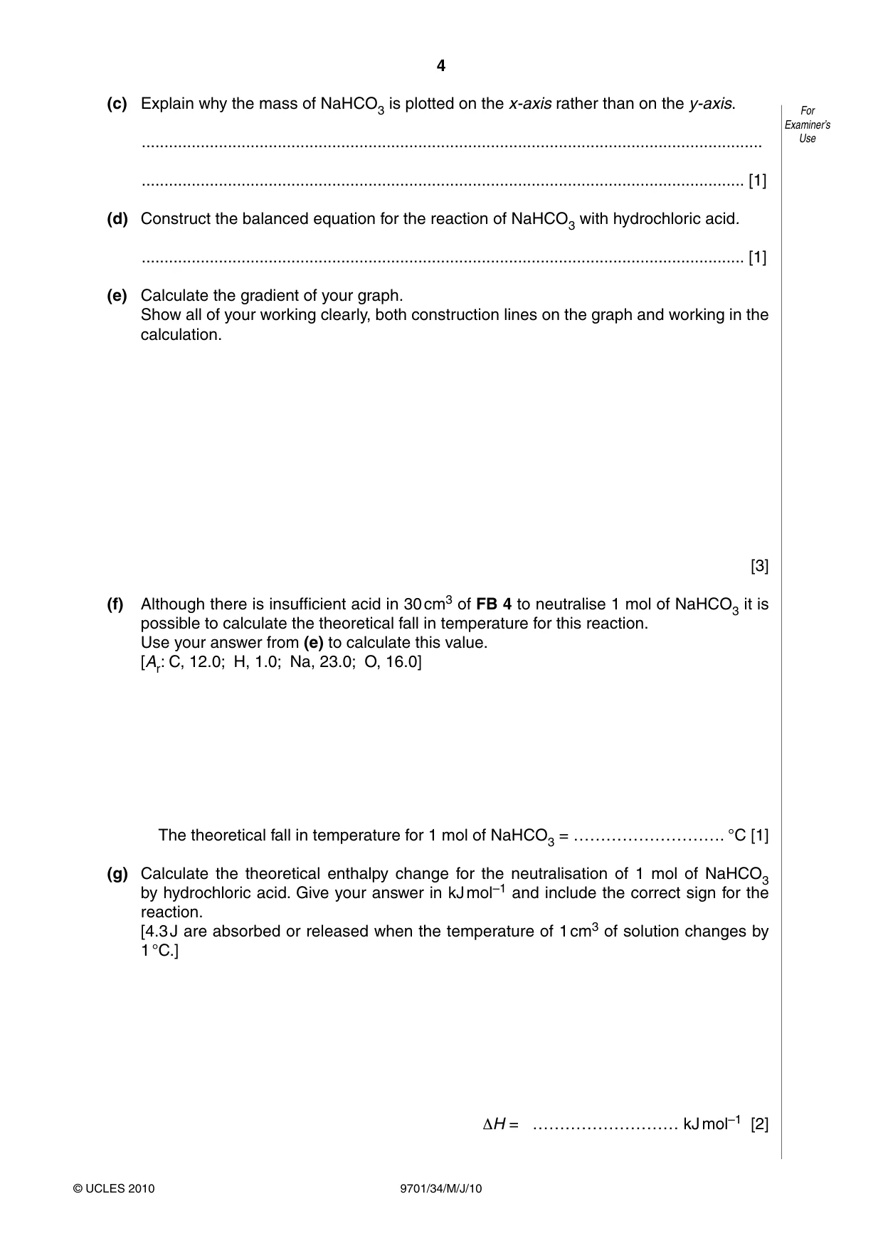 Cambridge A Level Chemistry 9701 2010 May/June Paper 3 · Variant 4 question paper, page 4 of 12