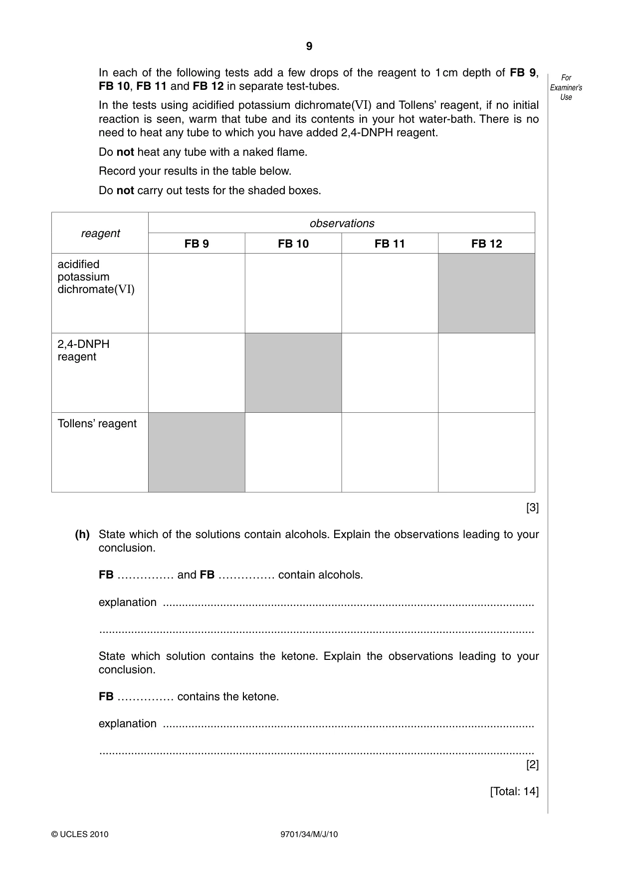 Cambridge A Level Chemistry 9701 2010 May/June Paper 3 · Variant 4 question paper, page 9 of 12