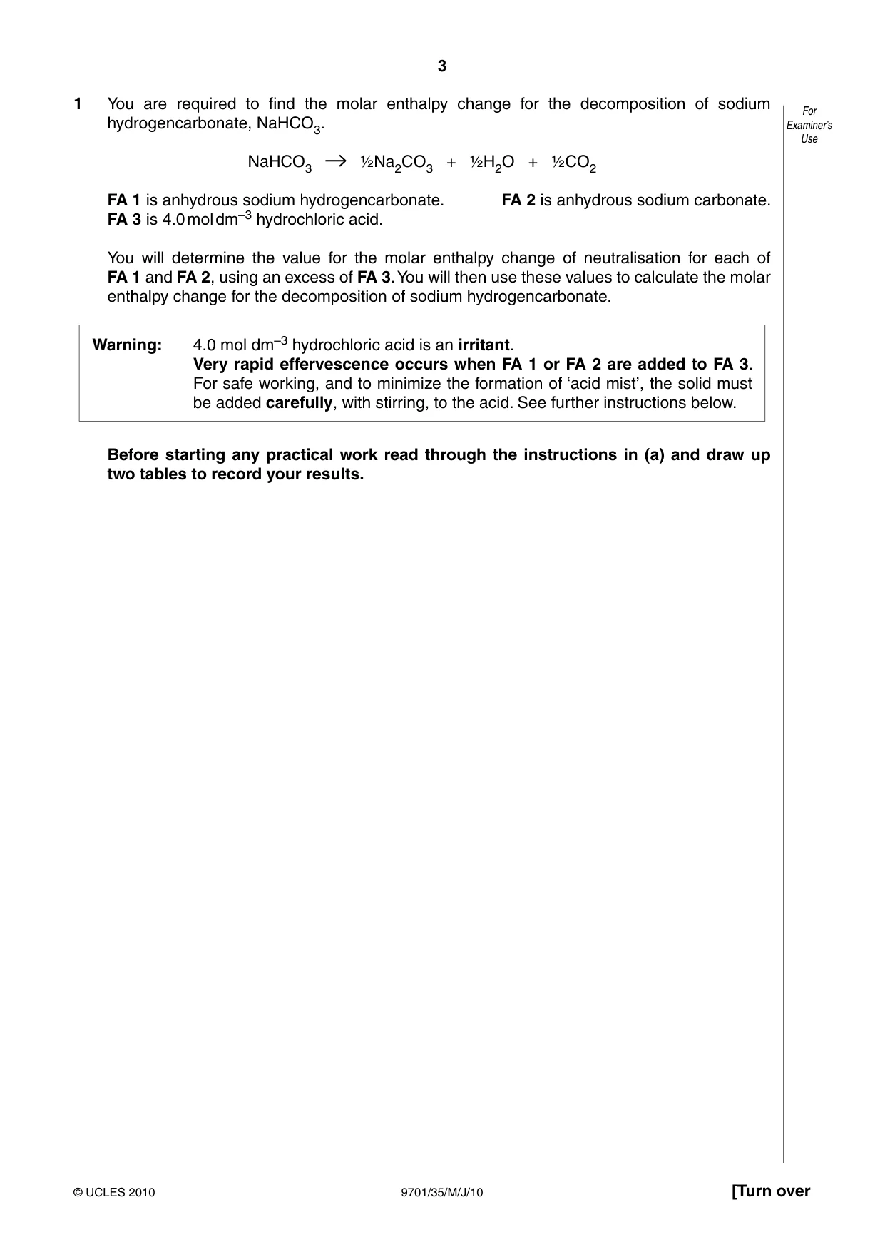 Cambridge A Level Chemistry 9701 2010 May/June Paper 3 · Variant 5 question paper, page 3 of 16
