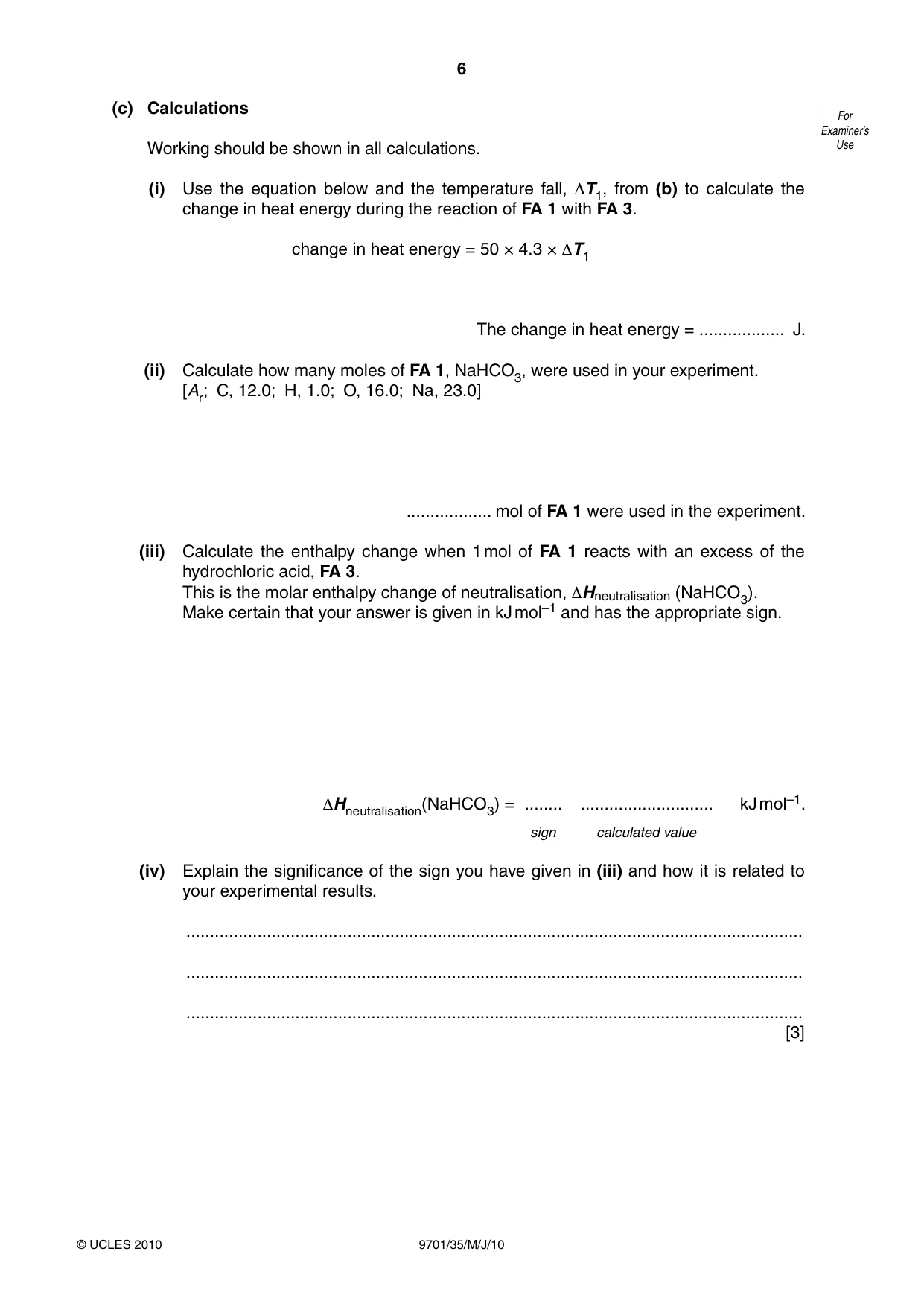 Cambridge A Level Chemistry 9701 2010 May/June Paper 3 · Variant 5 question paper, page 6 of 16