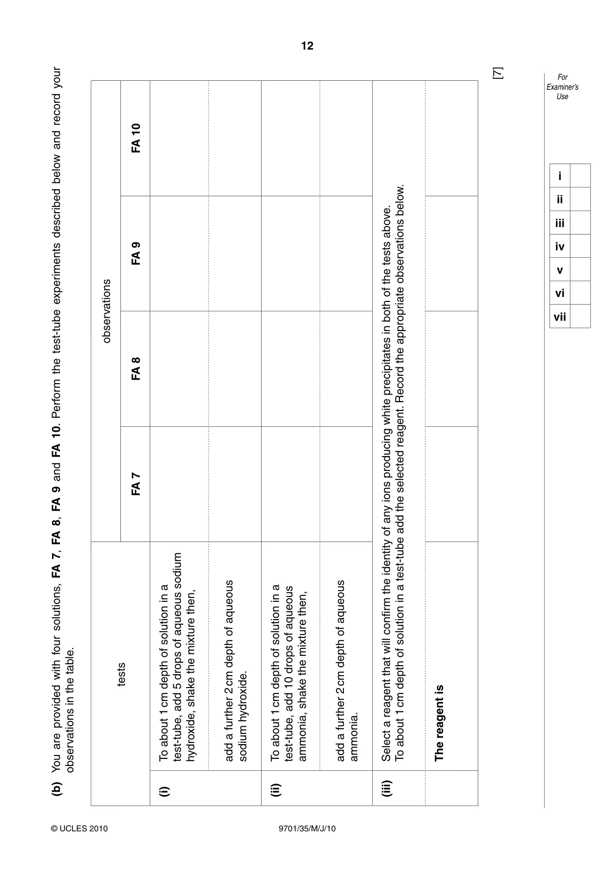 Cambridge A Level Chemistry 9701 2010 May/June Paper 3 · Variant 5 question paper, page 12 of 16