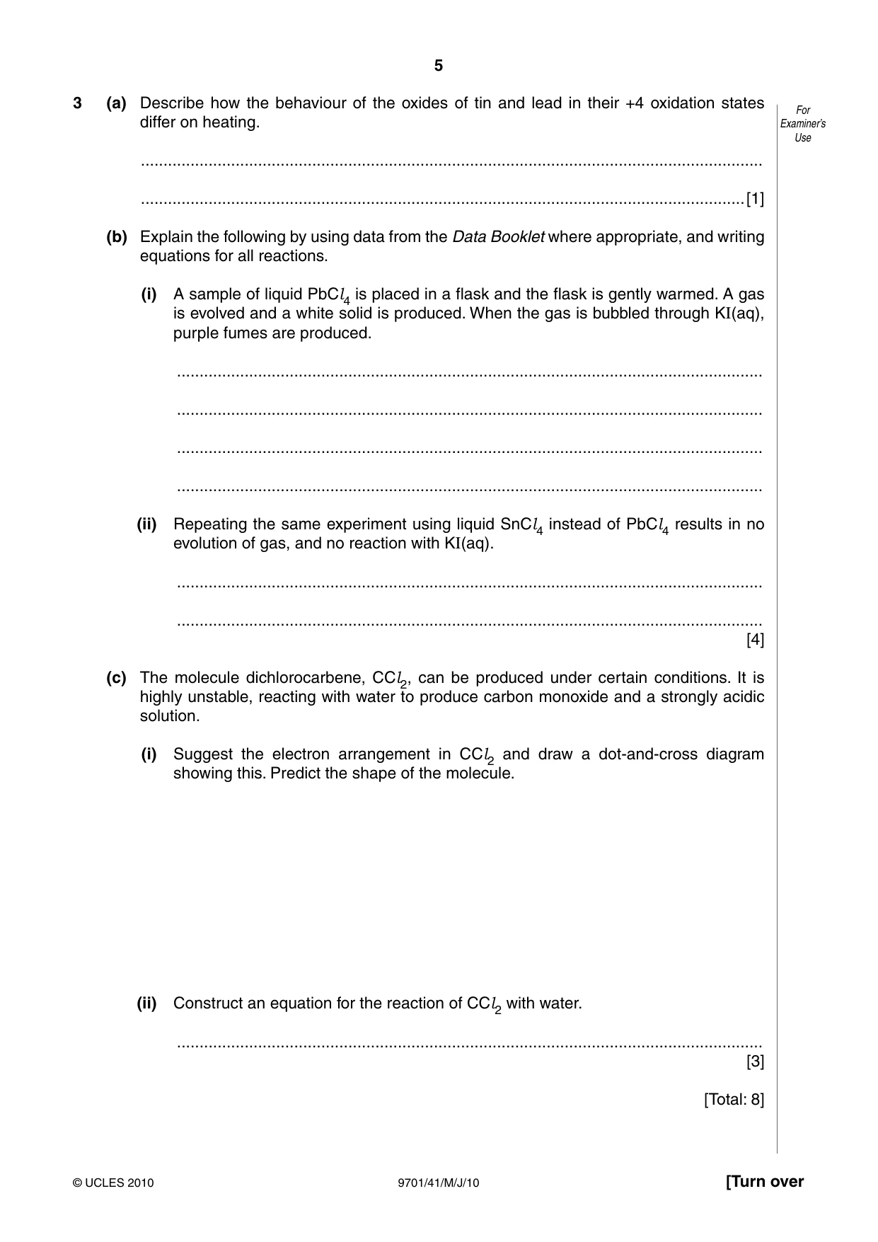 Cambridge A Level Chemistry 9701 2010 May/June Paper 4 · Variant 1 question paper, page 5 of 20