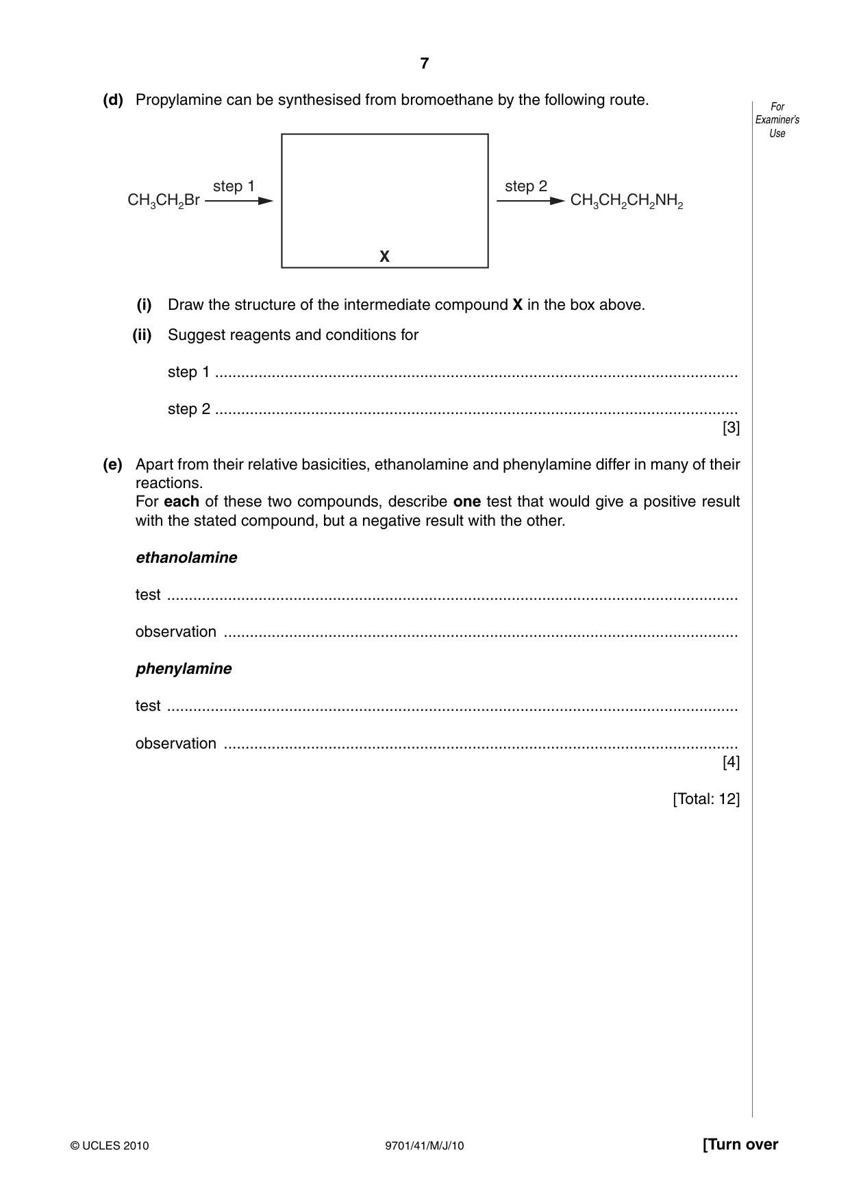 Cambridge A Level Chemistry 9701 2010 May/June Paper 4 · Variant 1 question paper, page 7 of 20