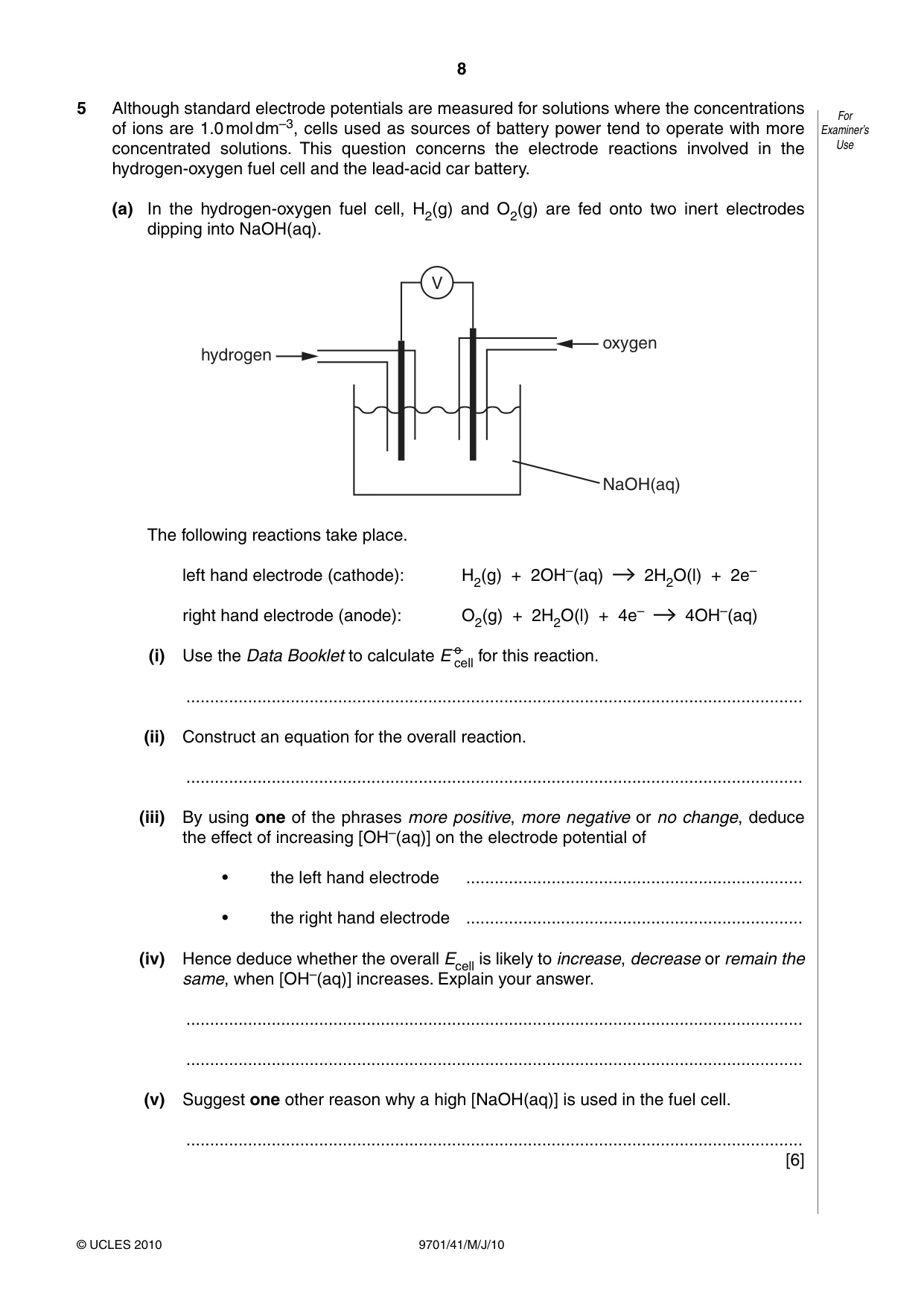 Cambridge A Level Chemistry 9701 2010 May/June Paper 4 · Variant 1 question paper, page 8 of 20