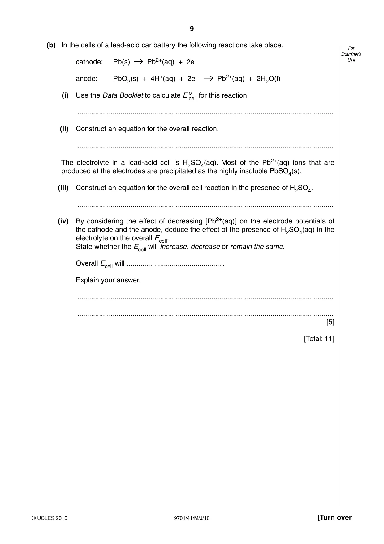 Cambridge A Level Chemistry 9701 2010 May/June Paper 4 · Variant 1 question paper, page 9 of 20