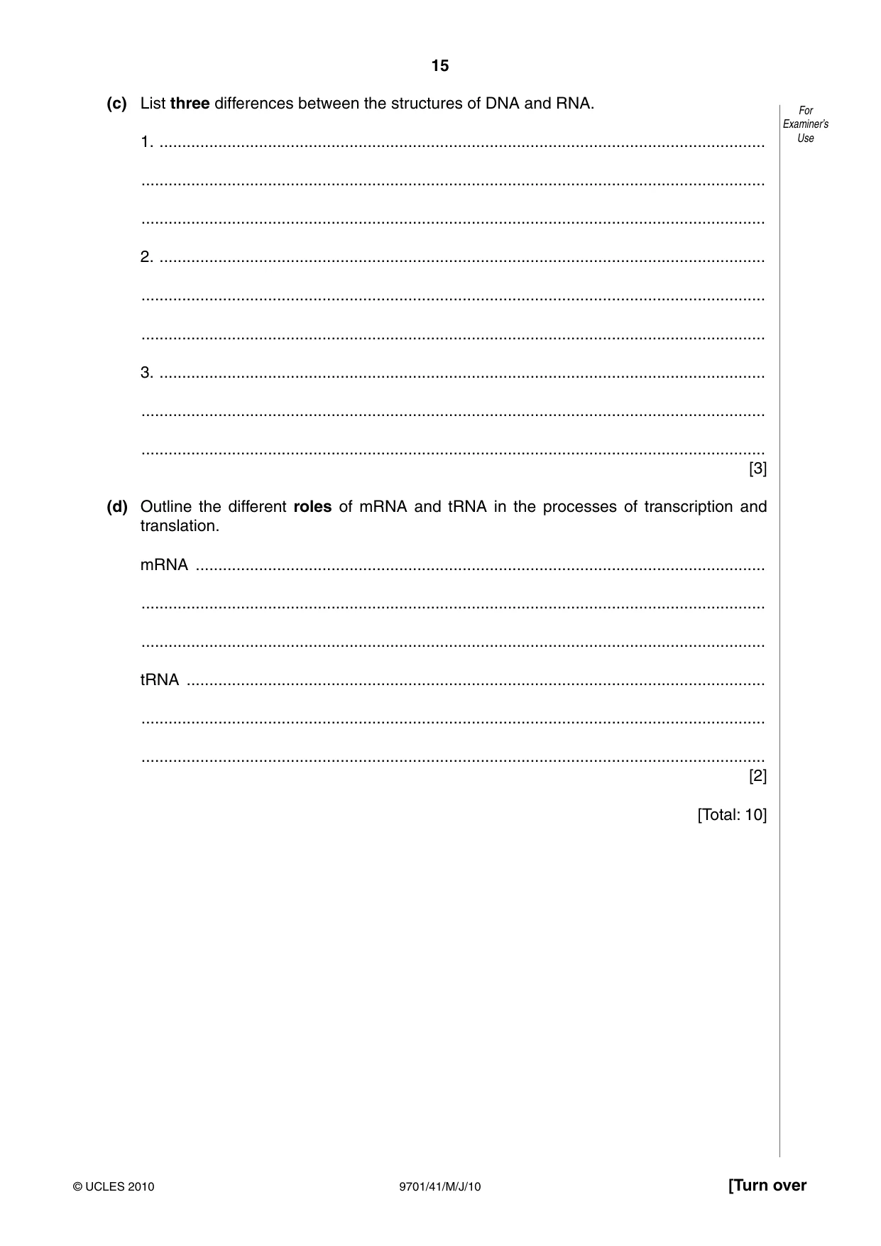 Cambridge A Level Chemistry 9701 2010 May/June Paper 4 · Variant 1 question paper, page 15 of 20