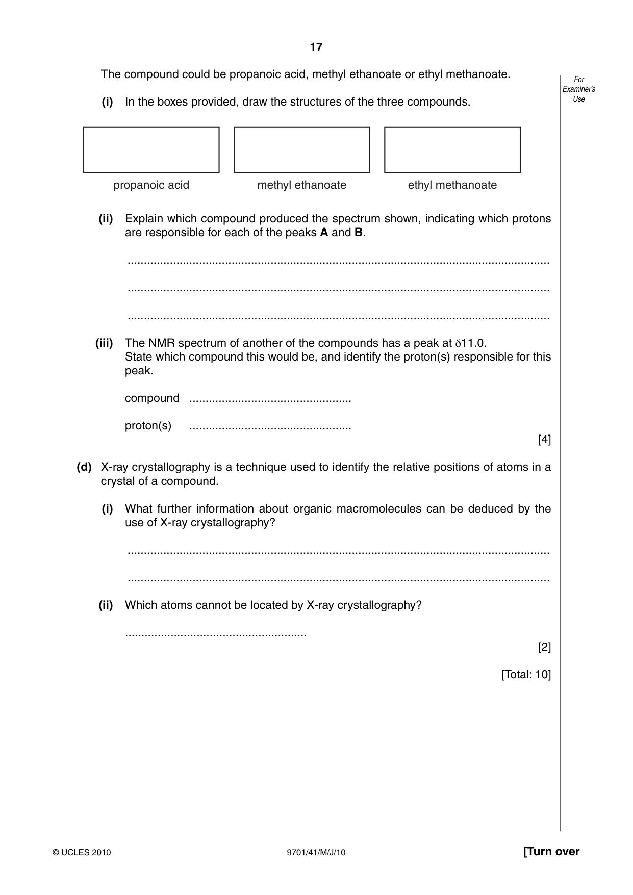Cambridge A Level Chemistry 9701 2010 May/June Paper 4 · Variant 1 question paper, page 17 of 20