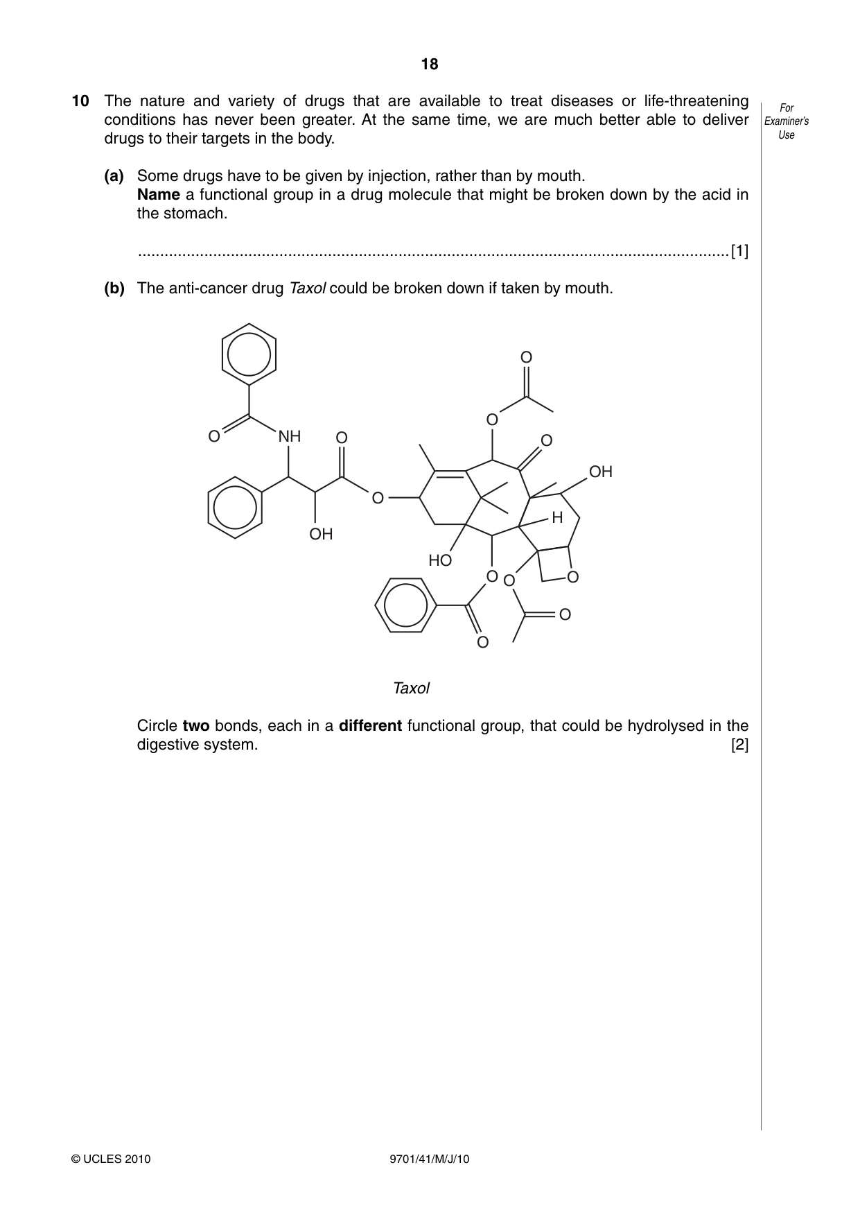Cambridge A Level Chemistry 9701 2010 May/June Paper 4 · Variant 1 question paper, page 18 of 20