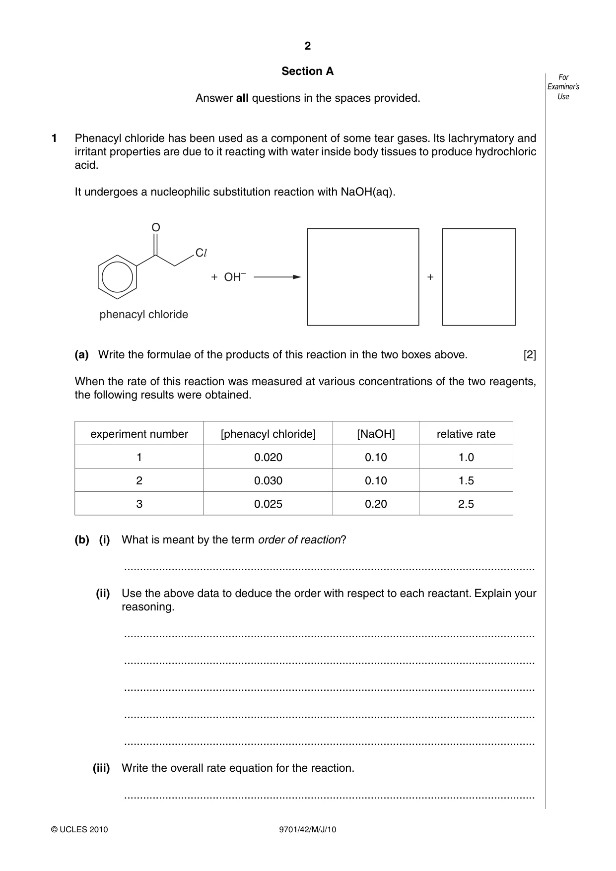 Cambridge A Level Chemistry 9701 2010 May/June Paper 4 · Variant 2 question paper, page 2 of 20