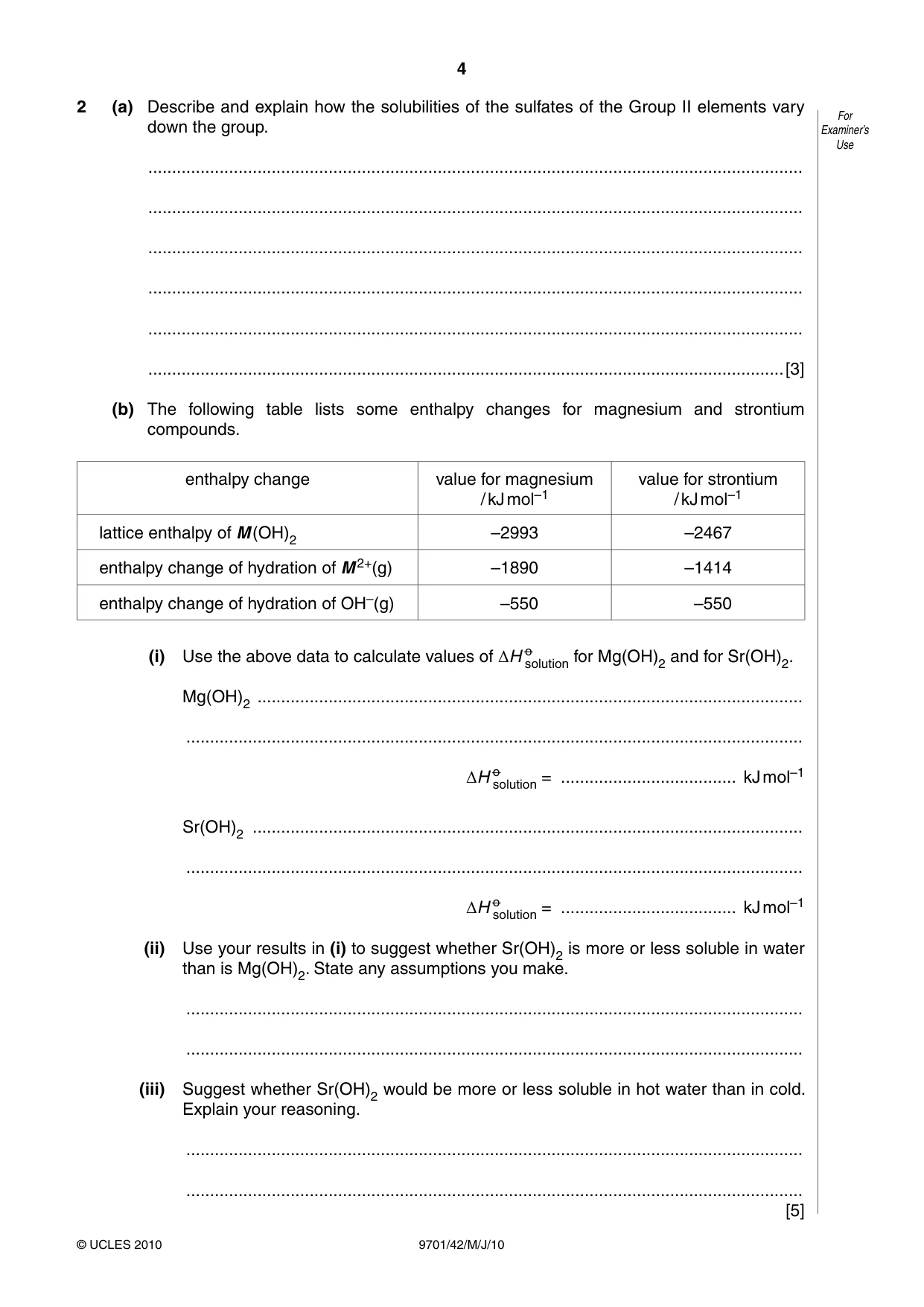 Cambridge A Level Chemistry 9701 2010 May/June Paper 4 · Variant 2 question paper, page 4 of 20