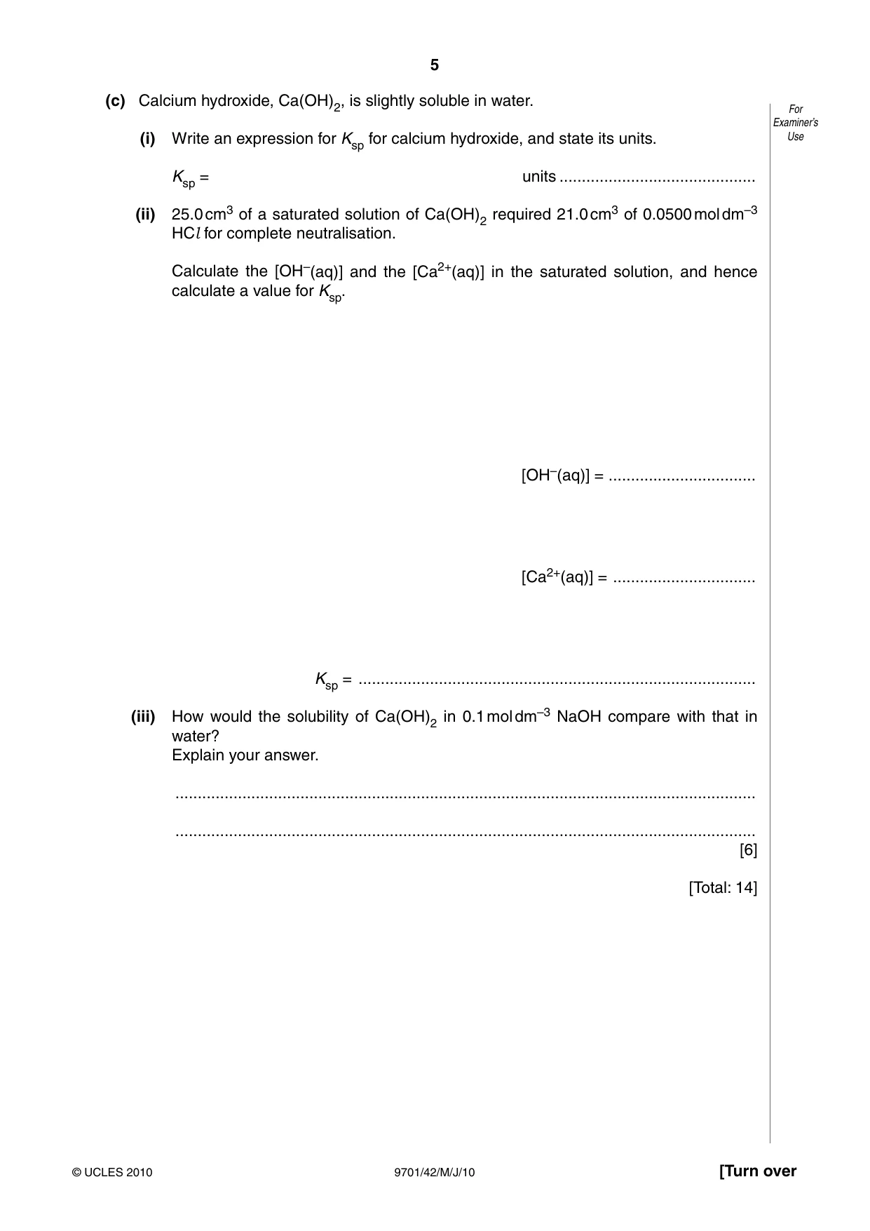 Cambridge A Level Chemistry 9701 2010 May/June Paper 4 · Variant 2 question paper, page 5 of 20