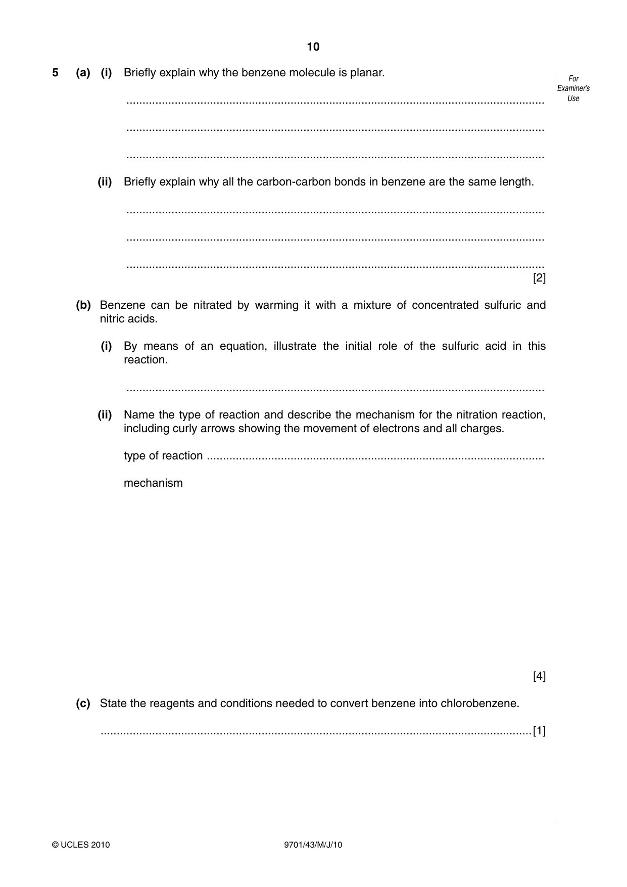 Cambridge A Level Chemistry 9701 2010 May/June Paper 4 · Variant 3 question paper, page 10 of 20