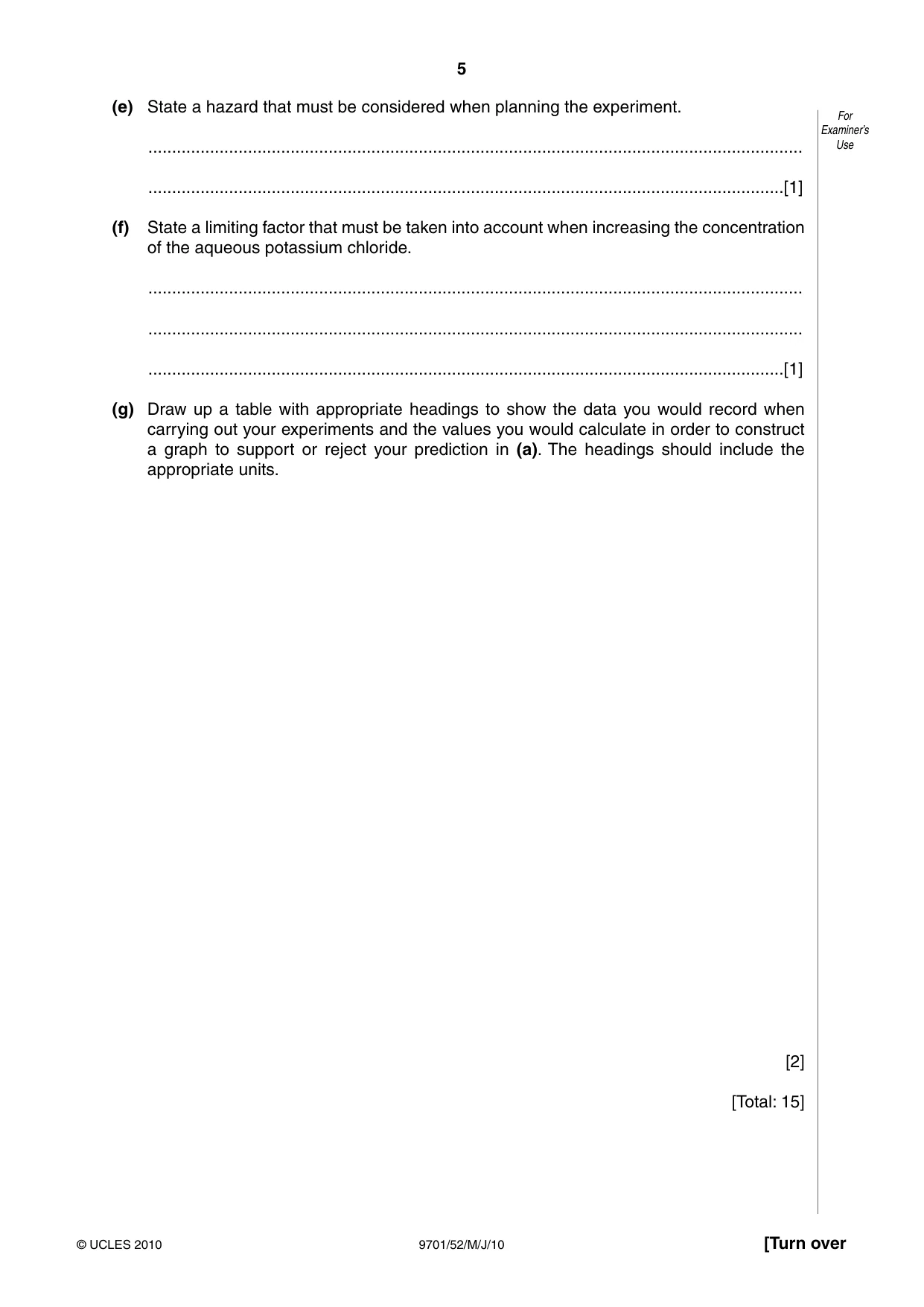 Cambridge A Level Chemistry 9701 2010 May/June Paper 5 · Variant 2 question paper, page 5 of 12