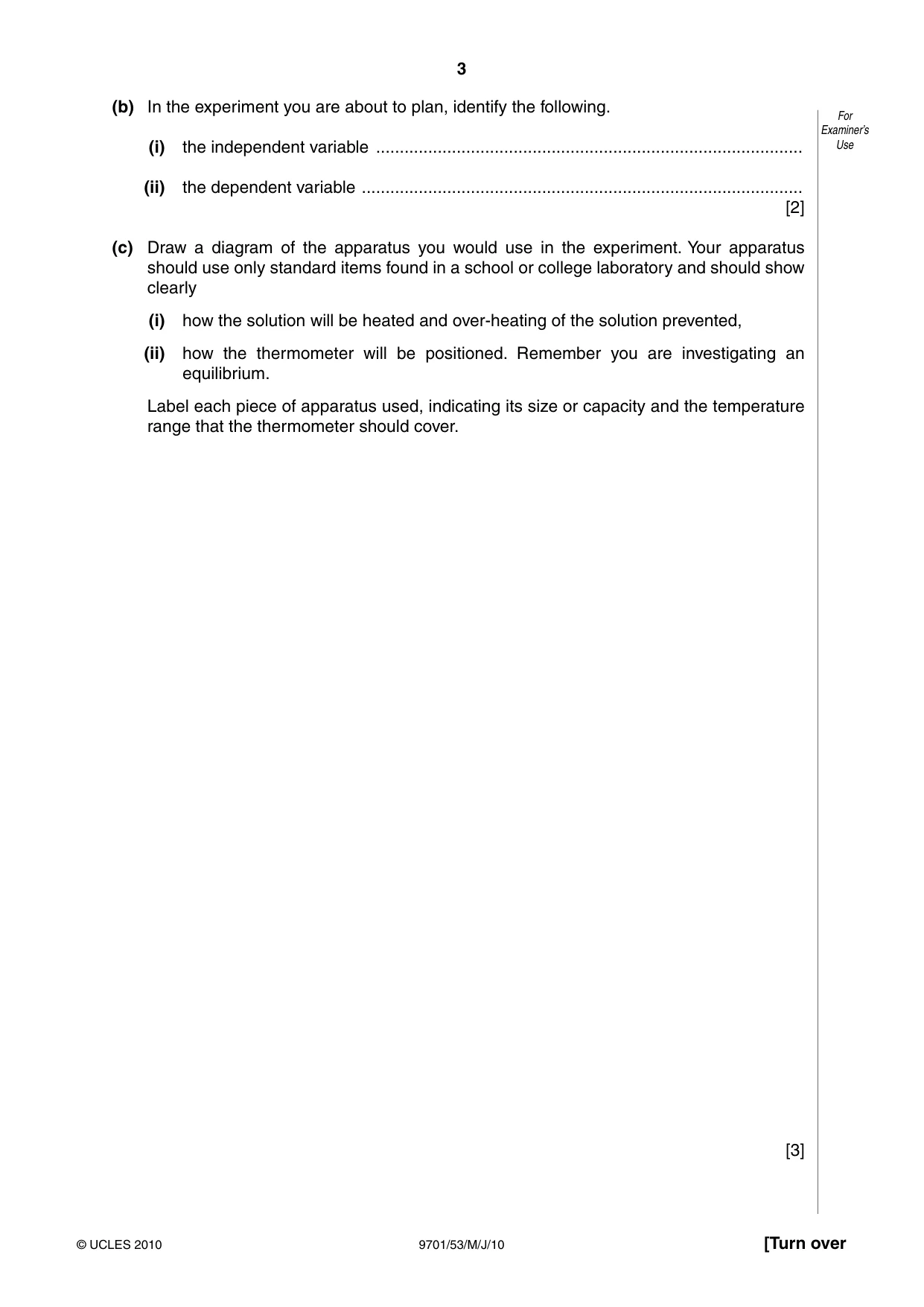 Cambridge A Level Chemistry 9701 2010 May/June Paper 5 · Variant 3 question paper, page 3 of 12