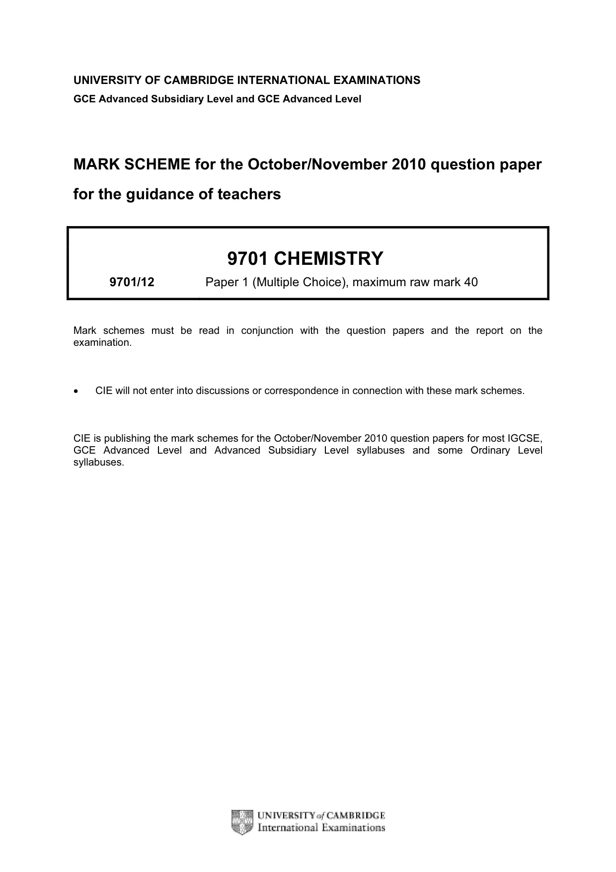 Mark scheme, page 1 of 2