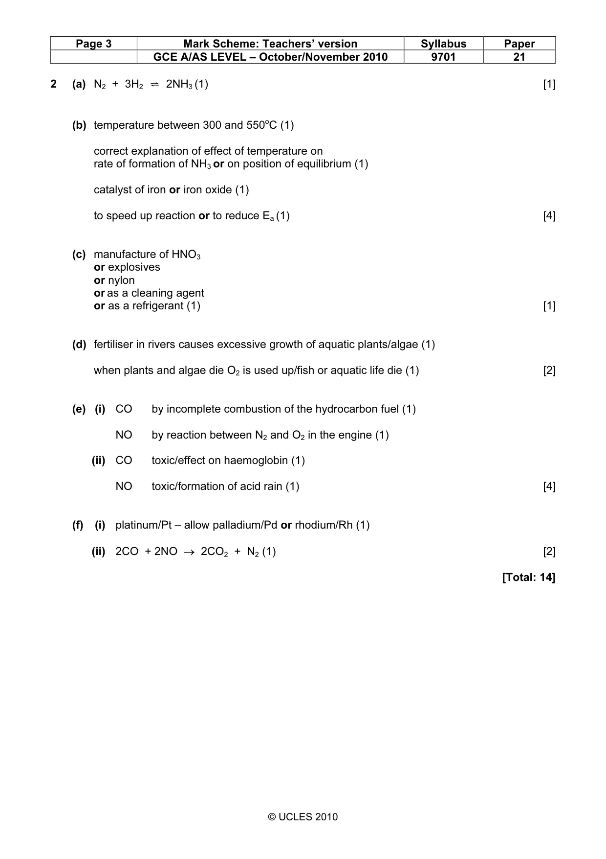 Mark scheme, page 3 of 6