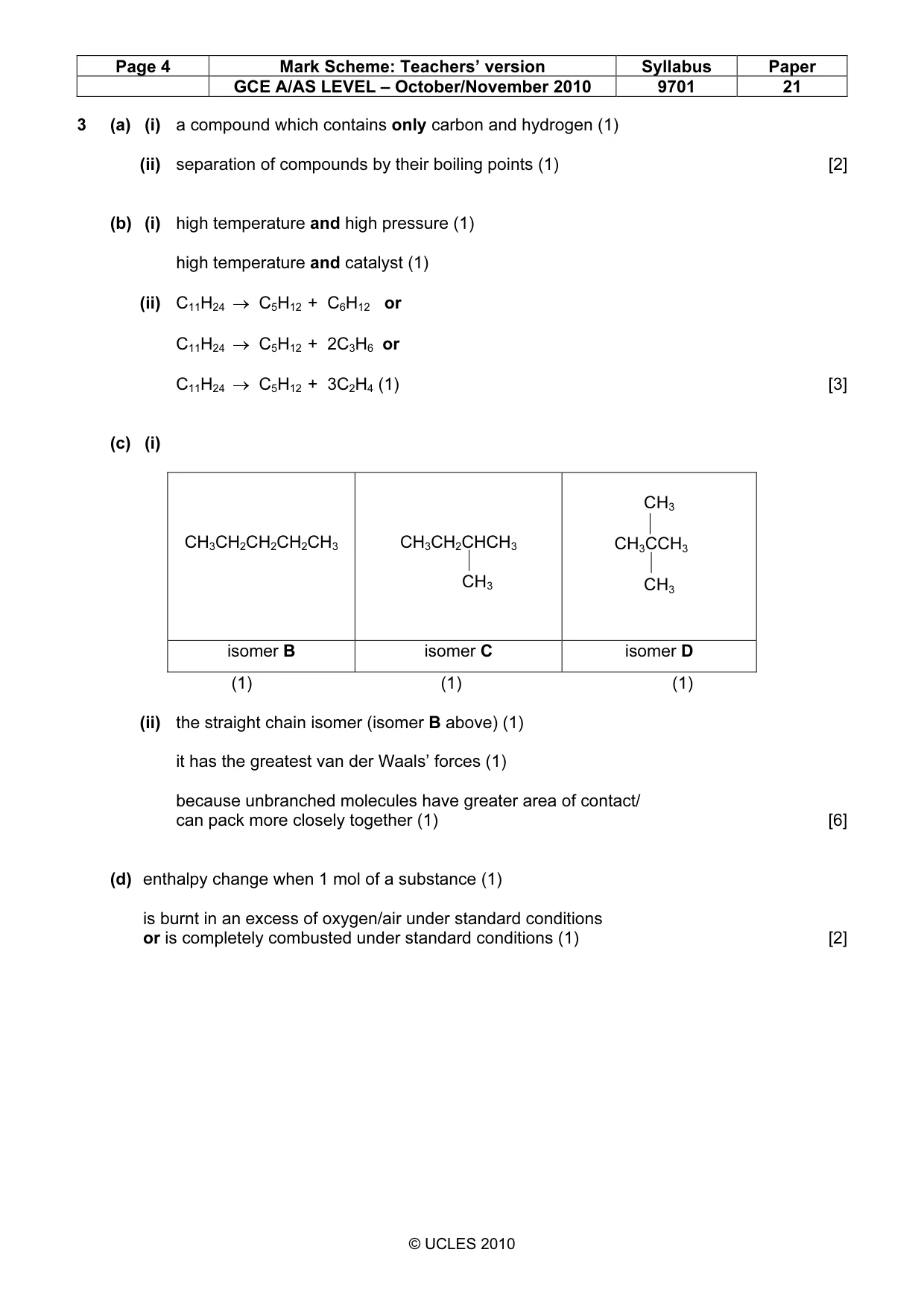 Mark scheme, page 4 of 6