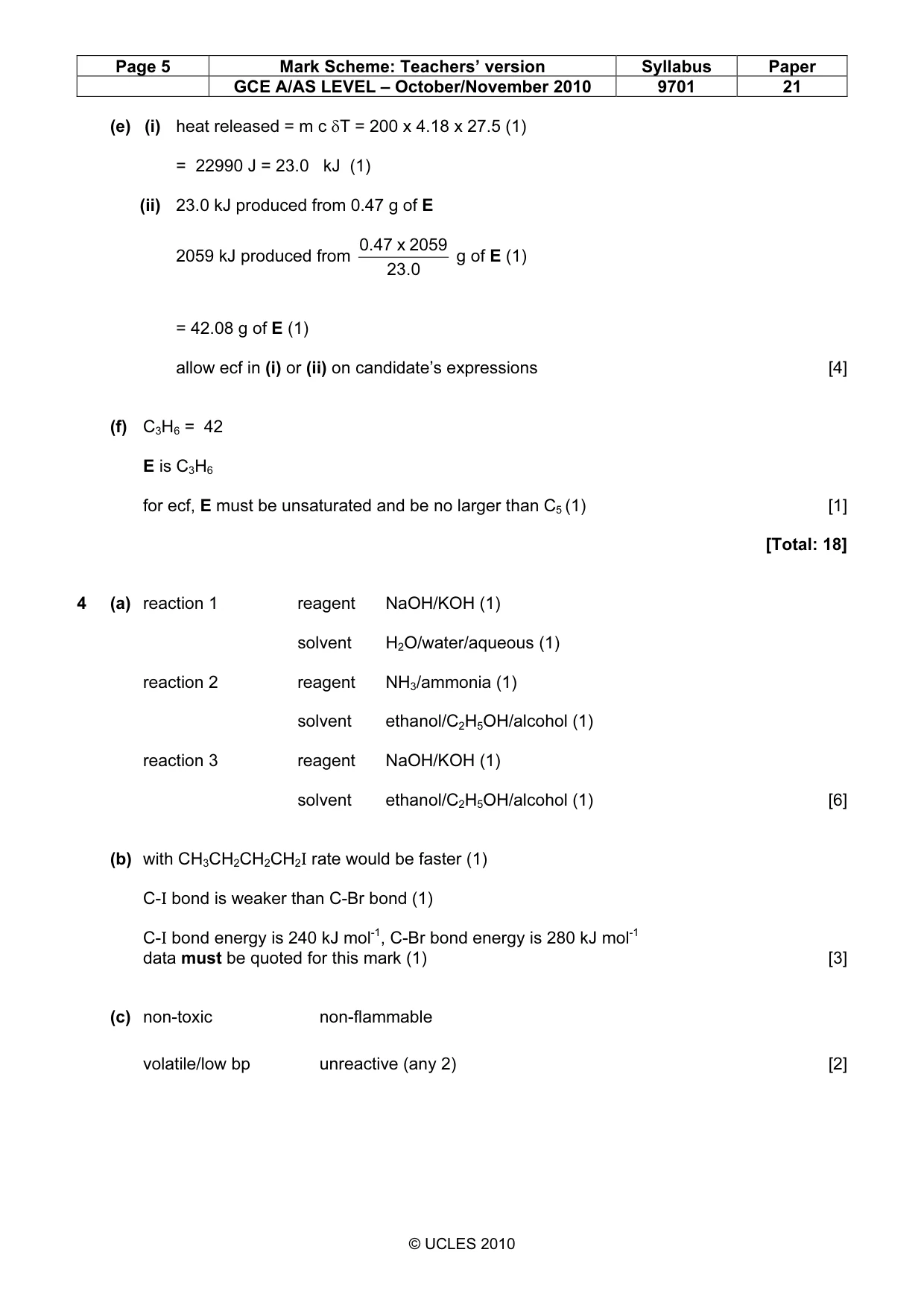 Mark scheme, page 5 of 6