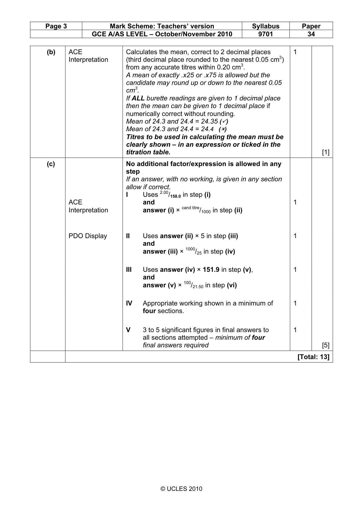 Mark scheme, page 3 of 8