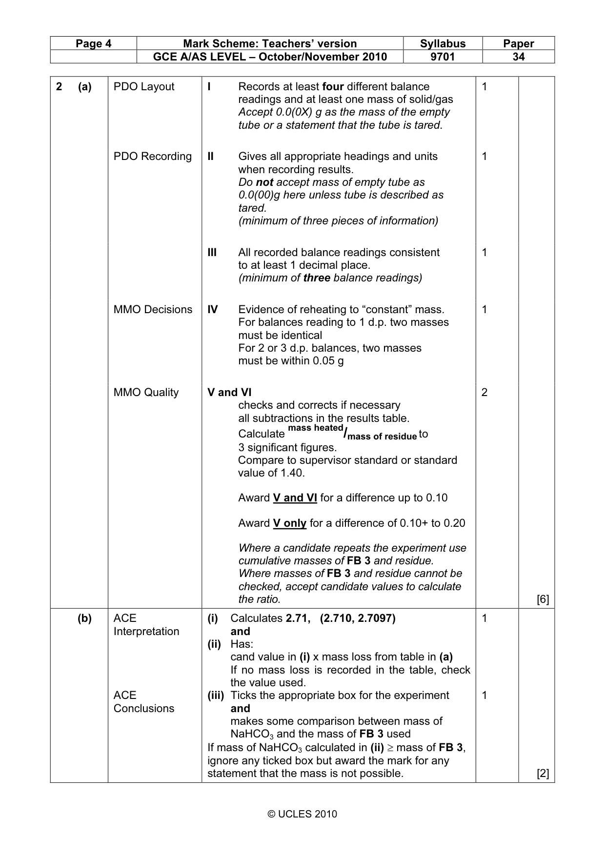 Mark scheme, page 4 of 8
