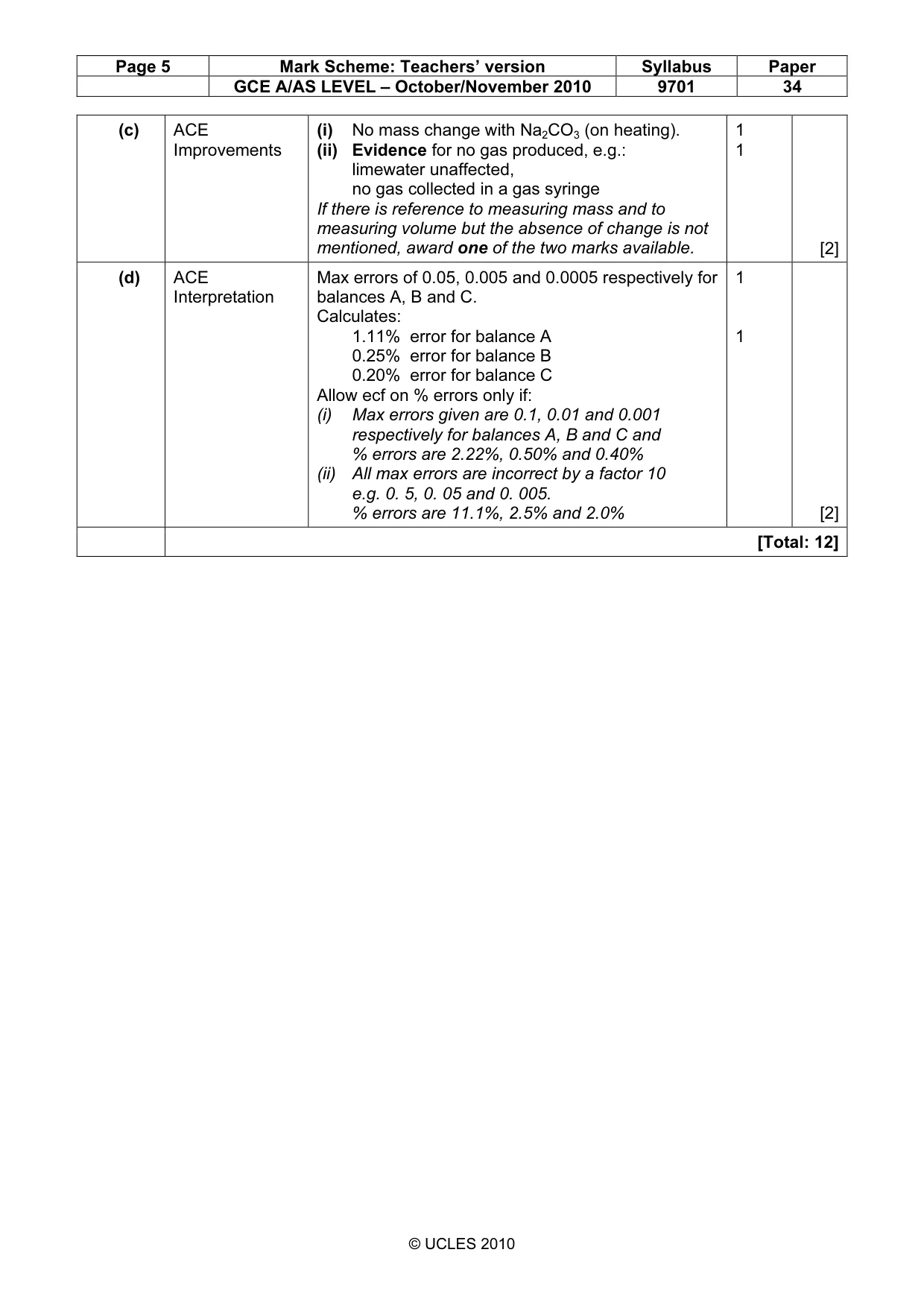 Mark scheme, page 5 of 8