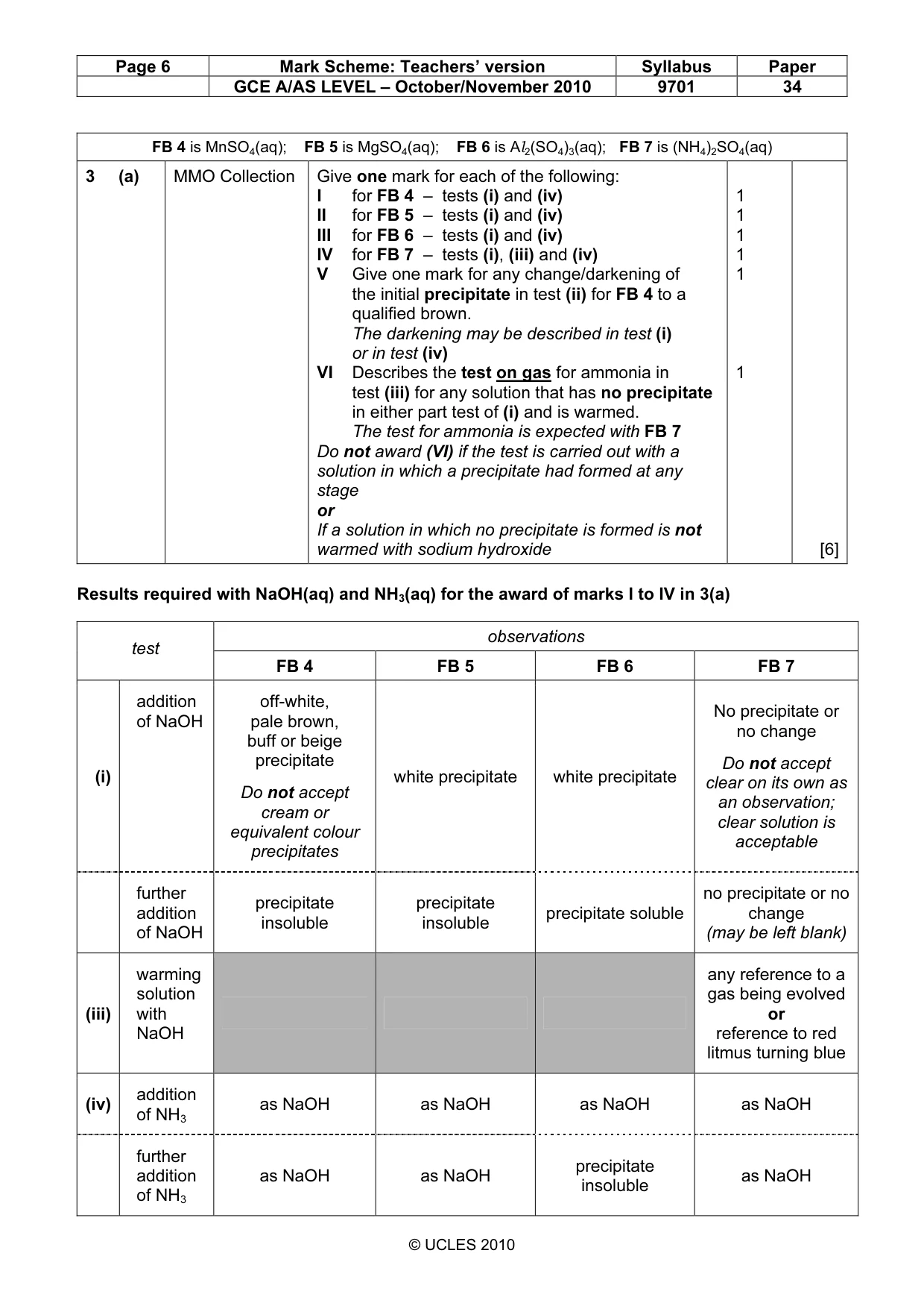 Mark scheme, page 6 of 8