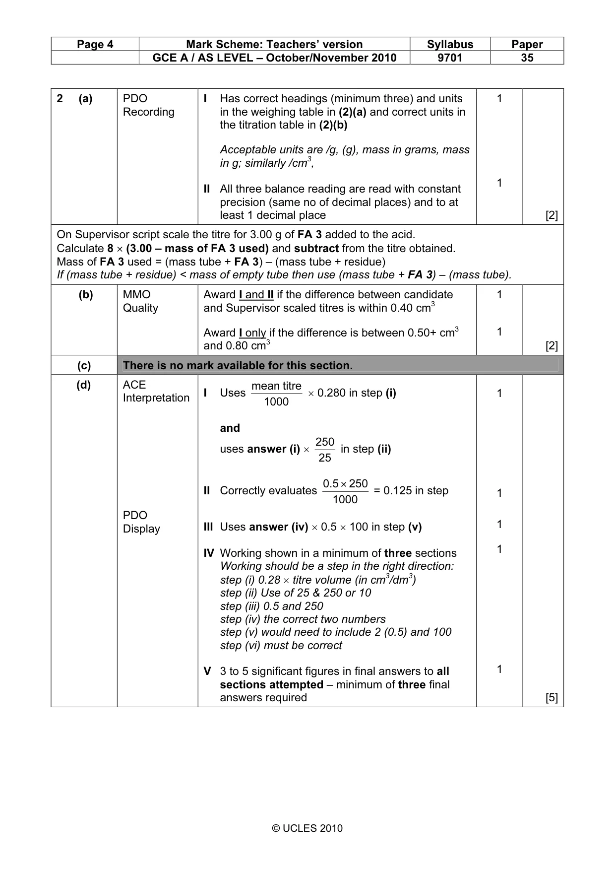 Mark scheme, page 4 of 8