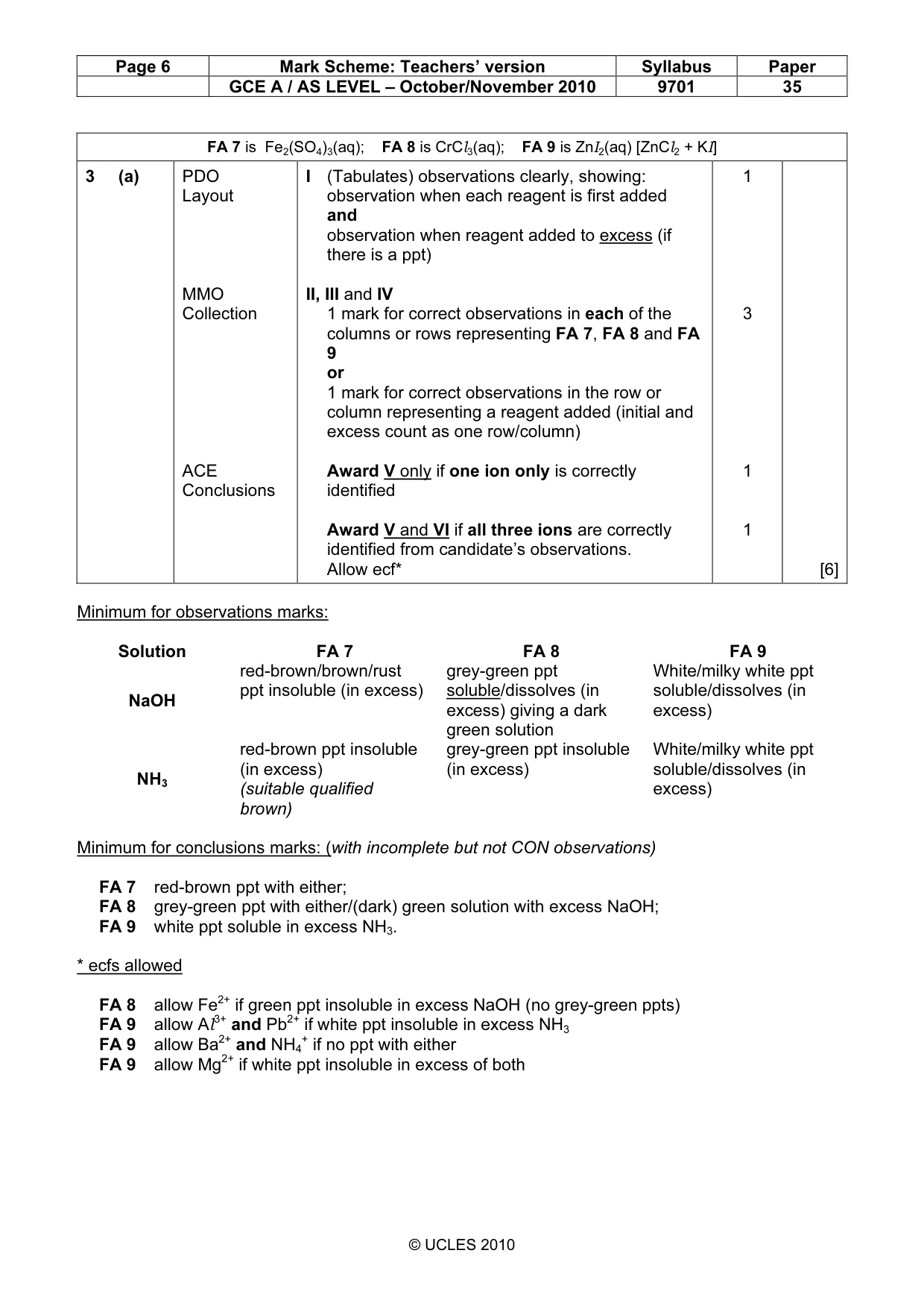 Mark scheme, page 6 of 8