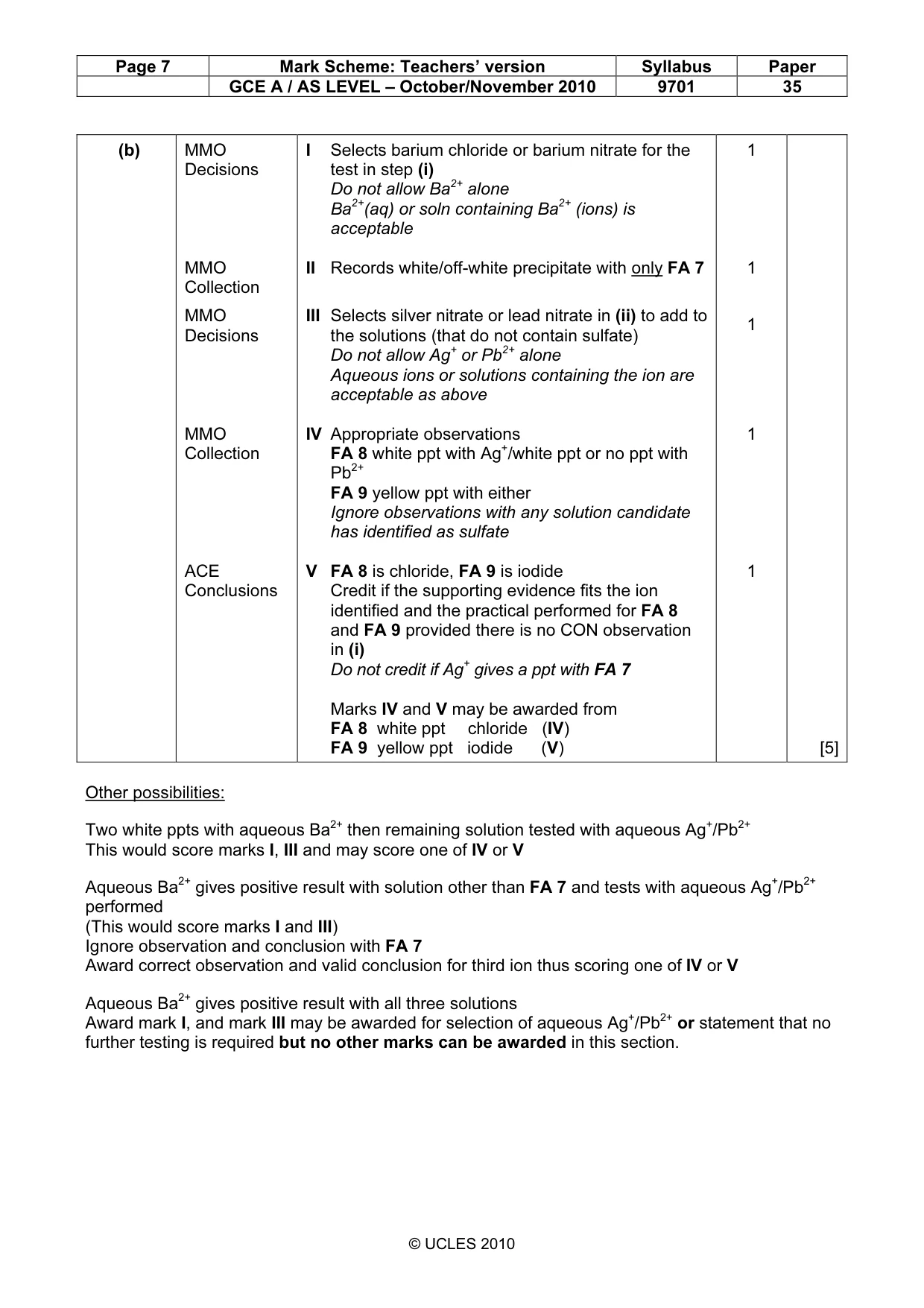 Mark scheme, page 7 of 8