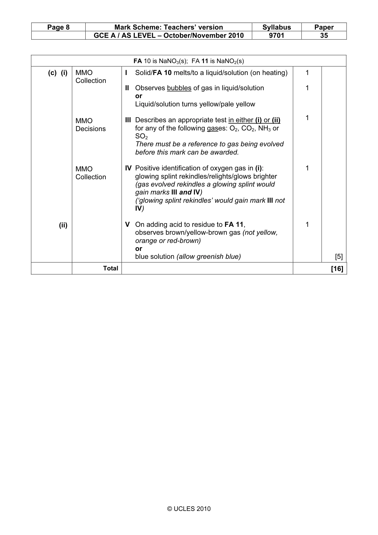 Mark scheme, page 8 of 8