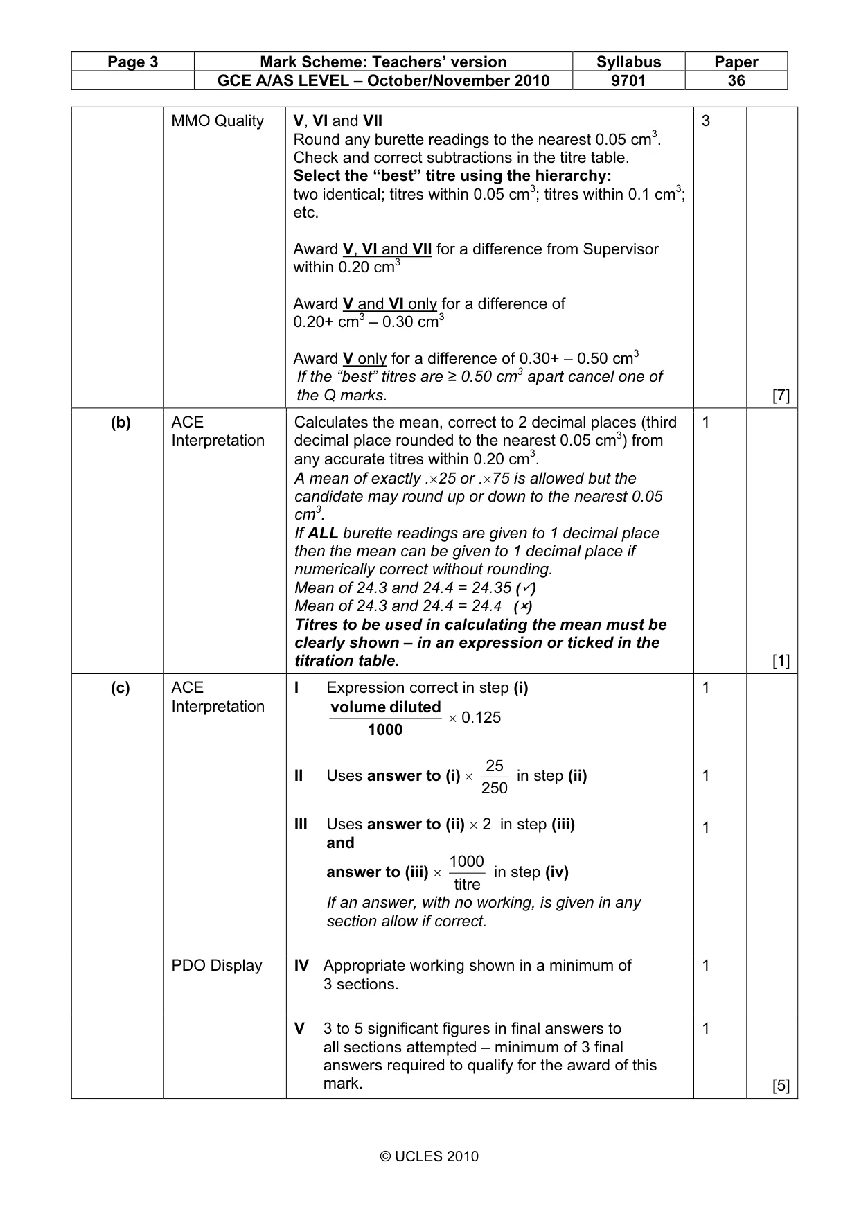 Mark scheme, page 3 of 7