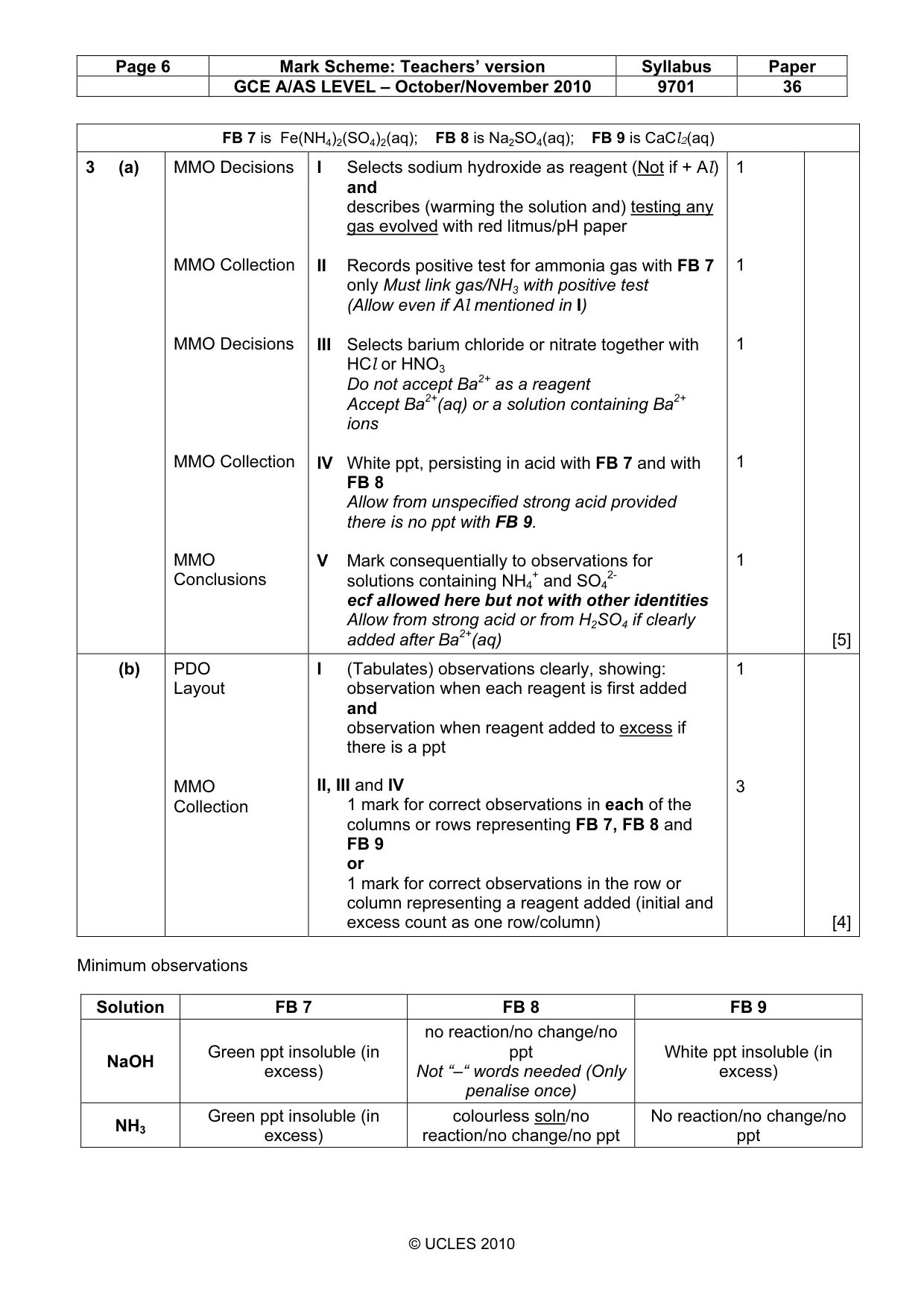 Mark scheme, page 6 of 7