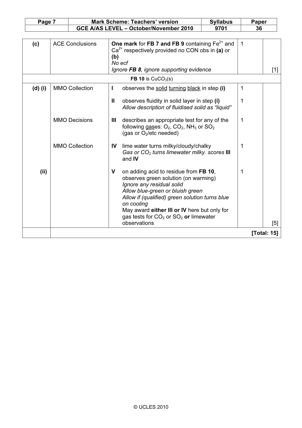 Mark scheme, page 7 of 7