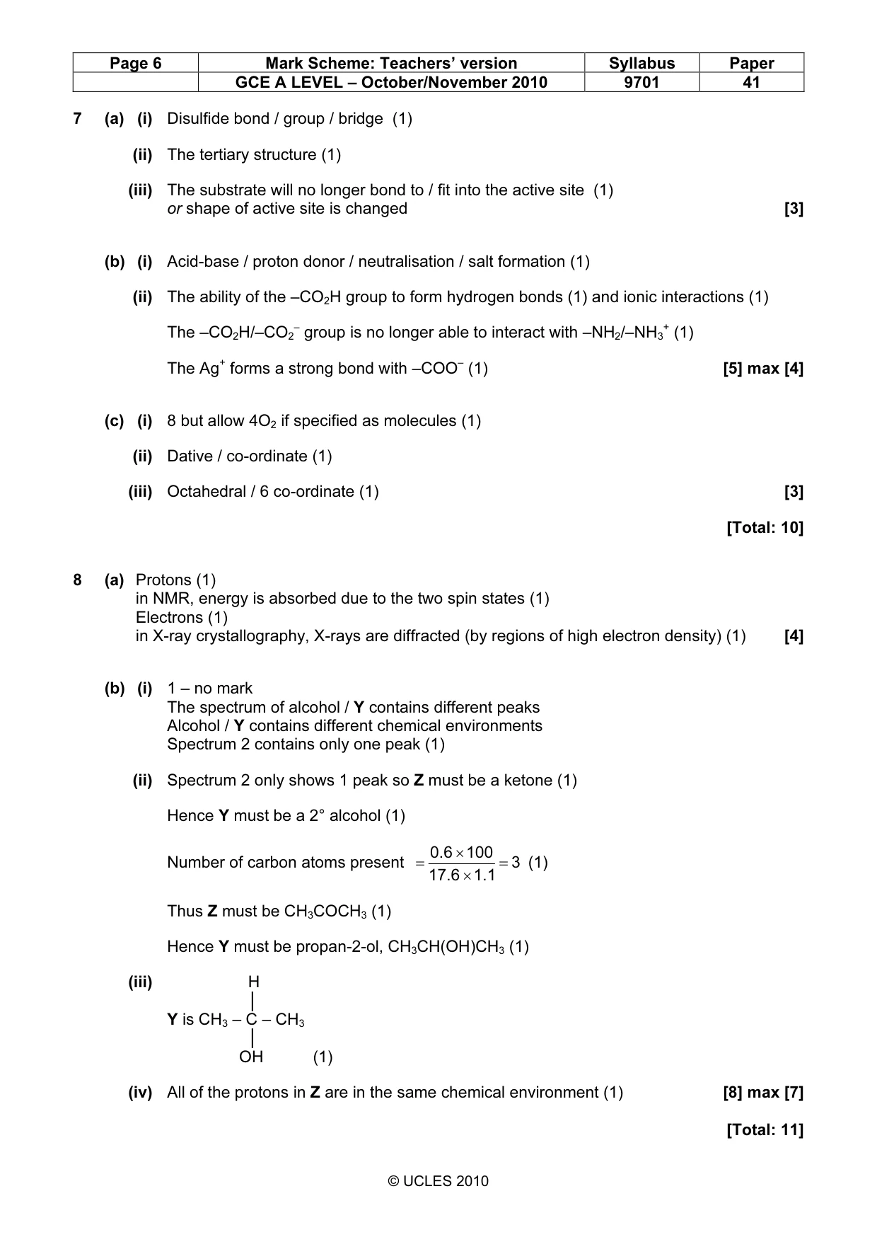 Mark scheme, page 6 of 7