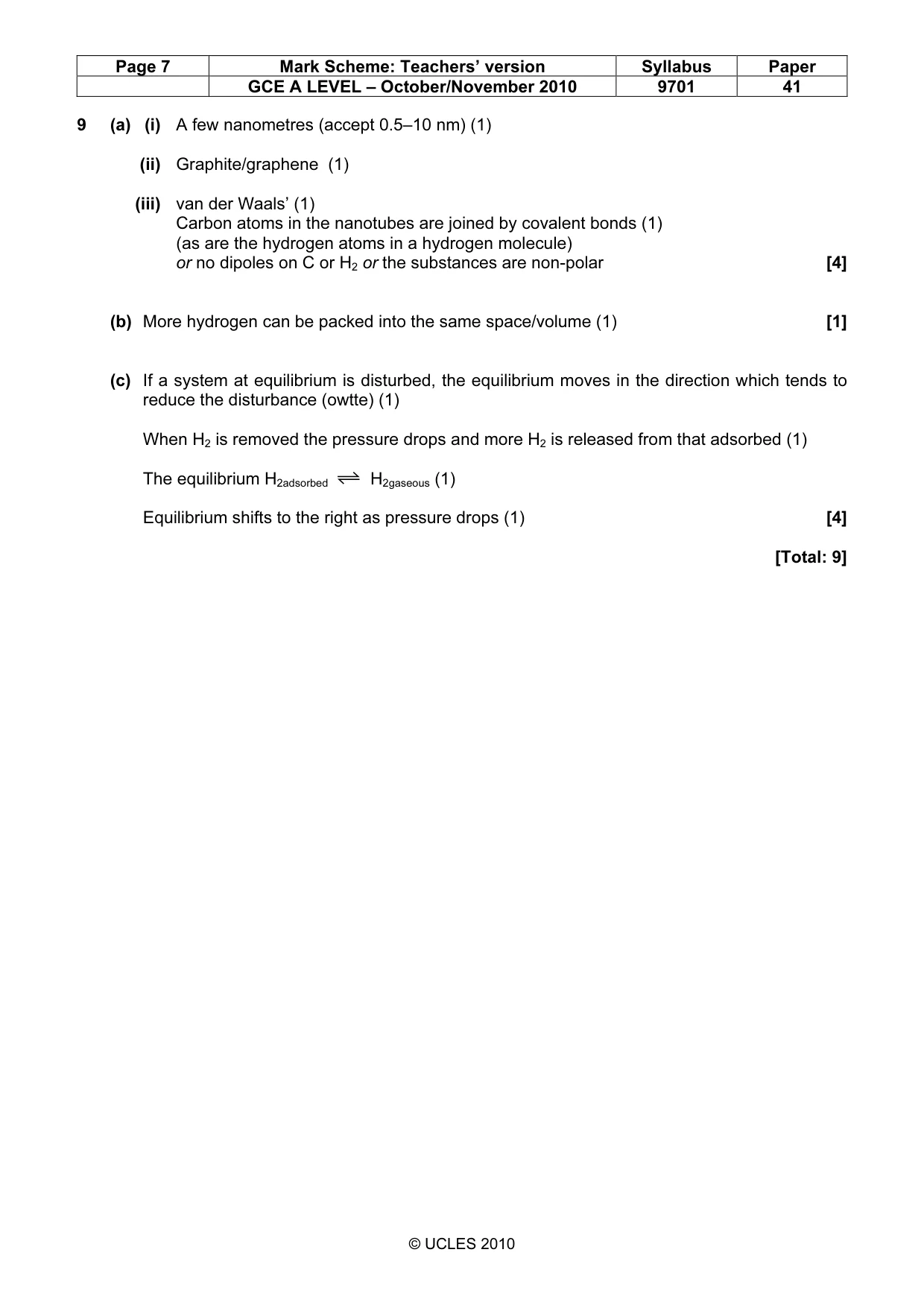 Mark scheme, page 7 of 7