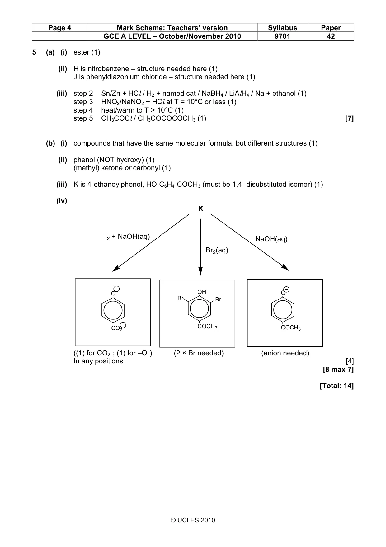 Mark scheme, page 4 of 7