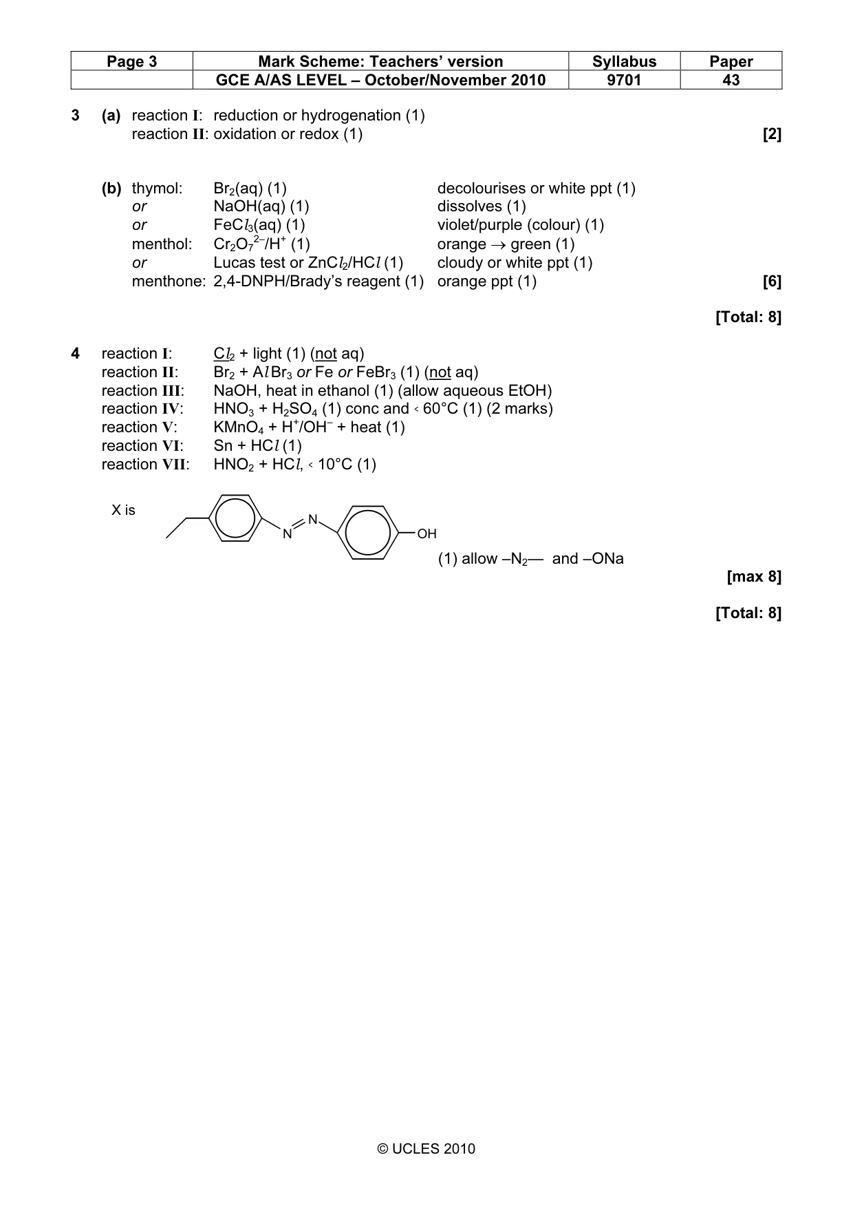 Mark scheme, page 3 of 8