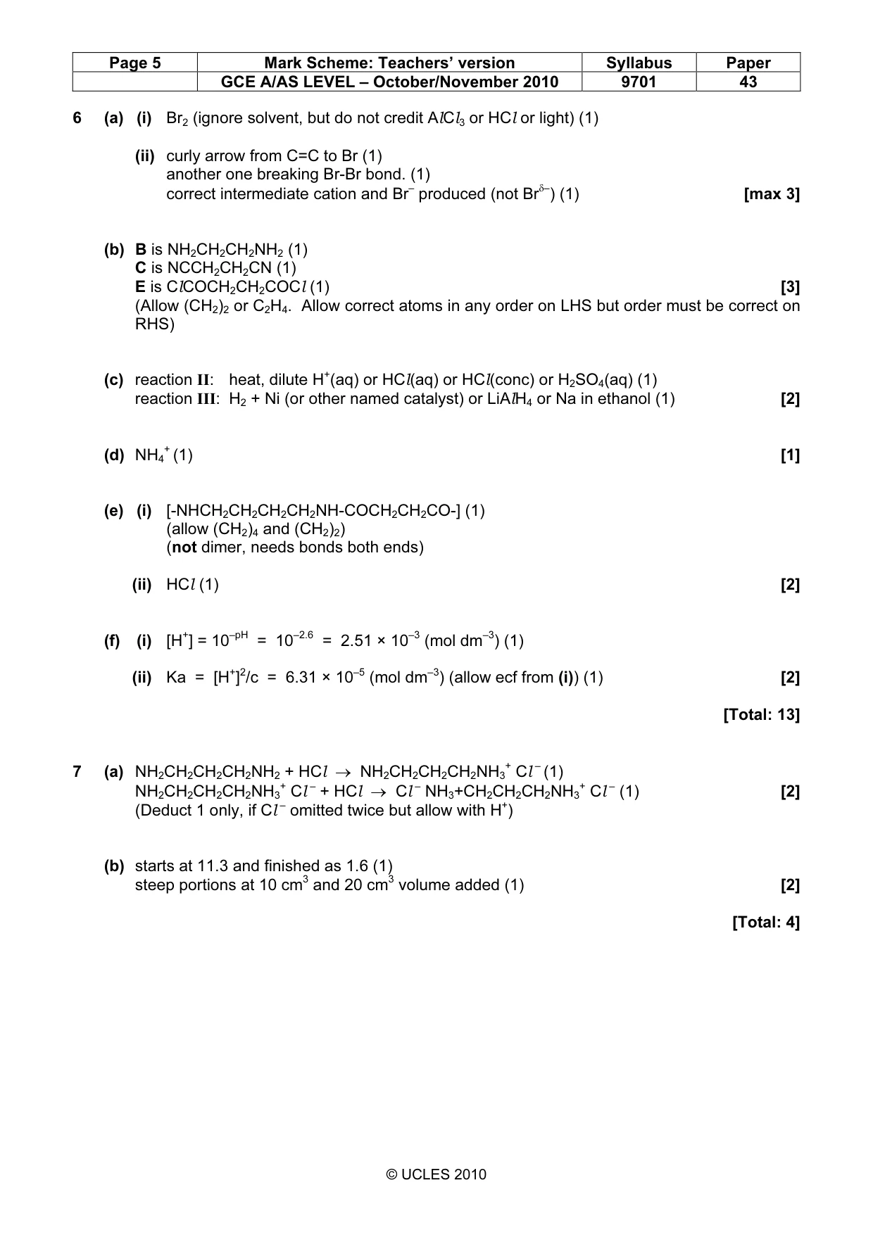Mark scheme, page 5 of 8