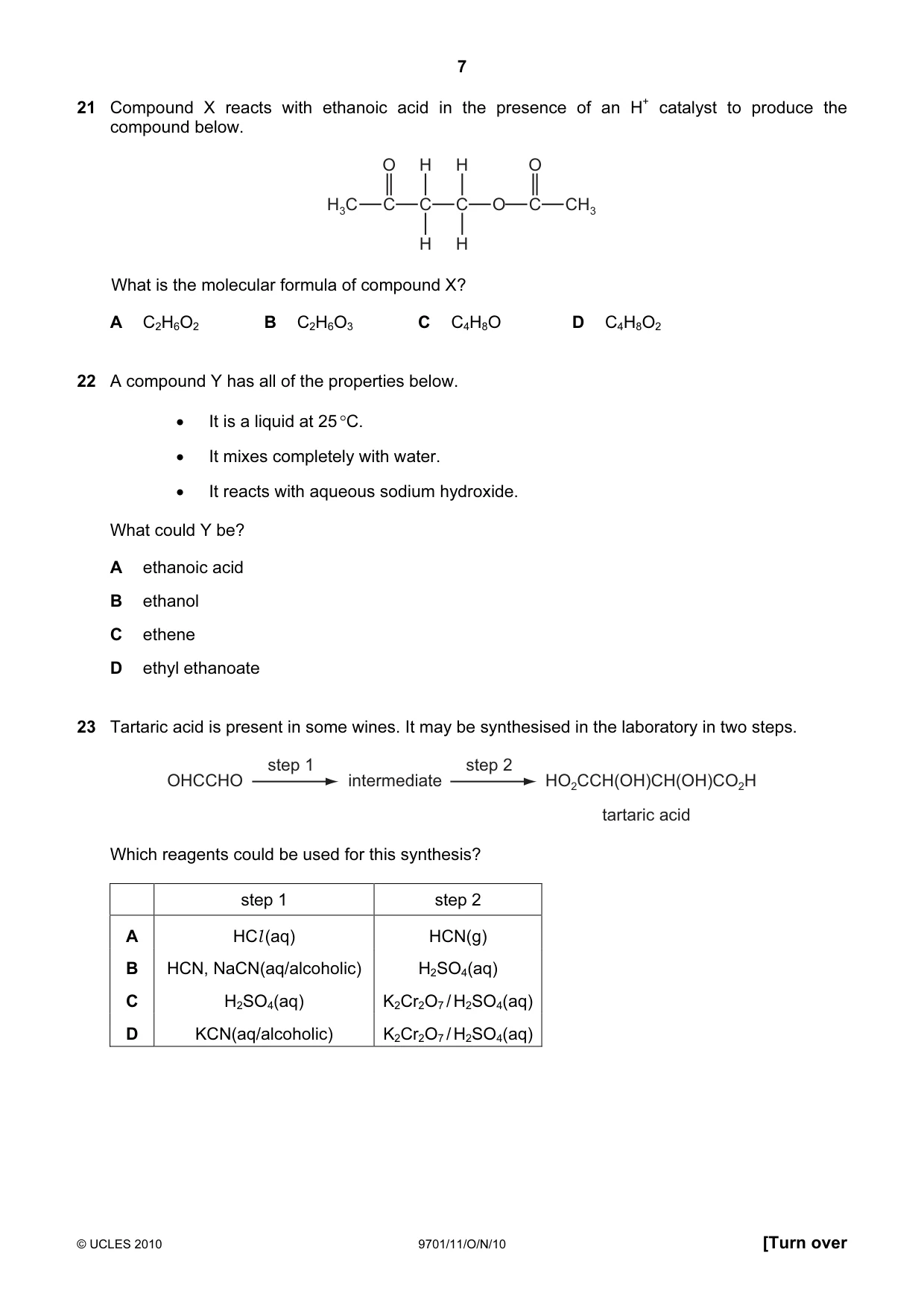 Cambridge A Level Chemistry 9701 2010 Oct/Nov Paper 1 · Variant 1 question paper, page 7 of 16