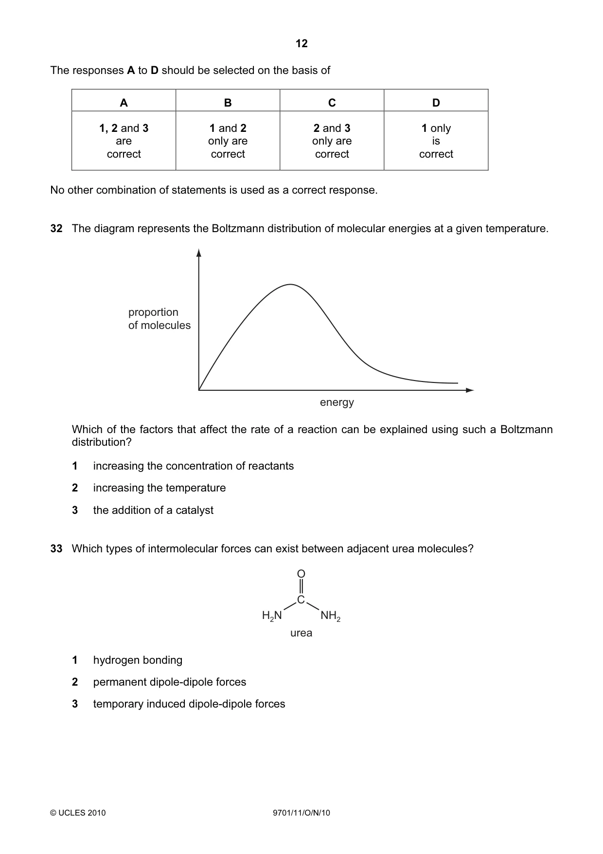 Cambridge A Level Chemistry 9701 2010 Oct/Nov Paper 1 · Variant 1 question paper, page 12 of 16