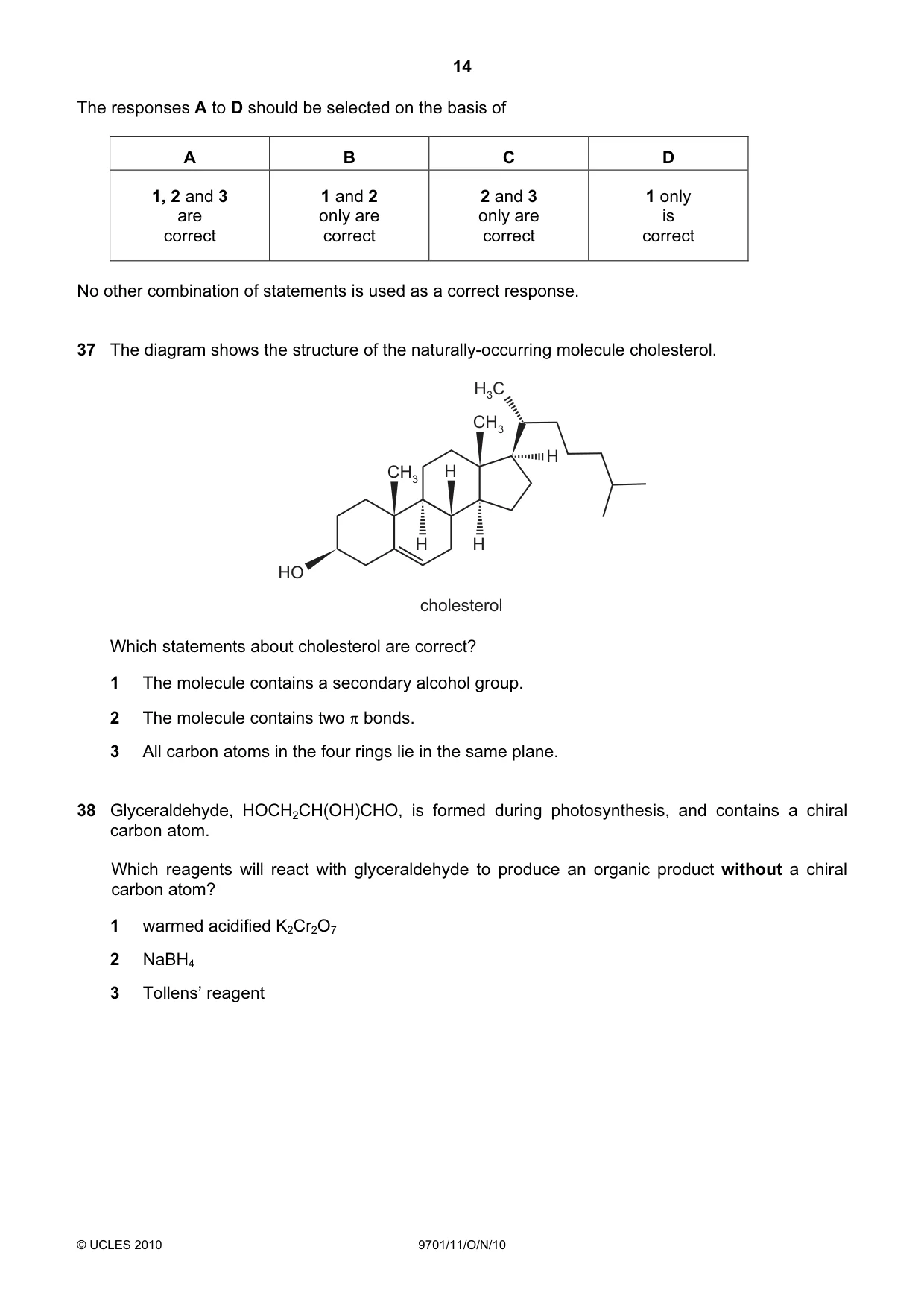 Cambridge A Level Chemistry 9701 2010 Oct/Nov Paper 1 · Variant 1 question paper, page 14 of 16