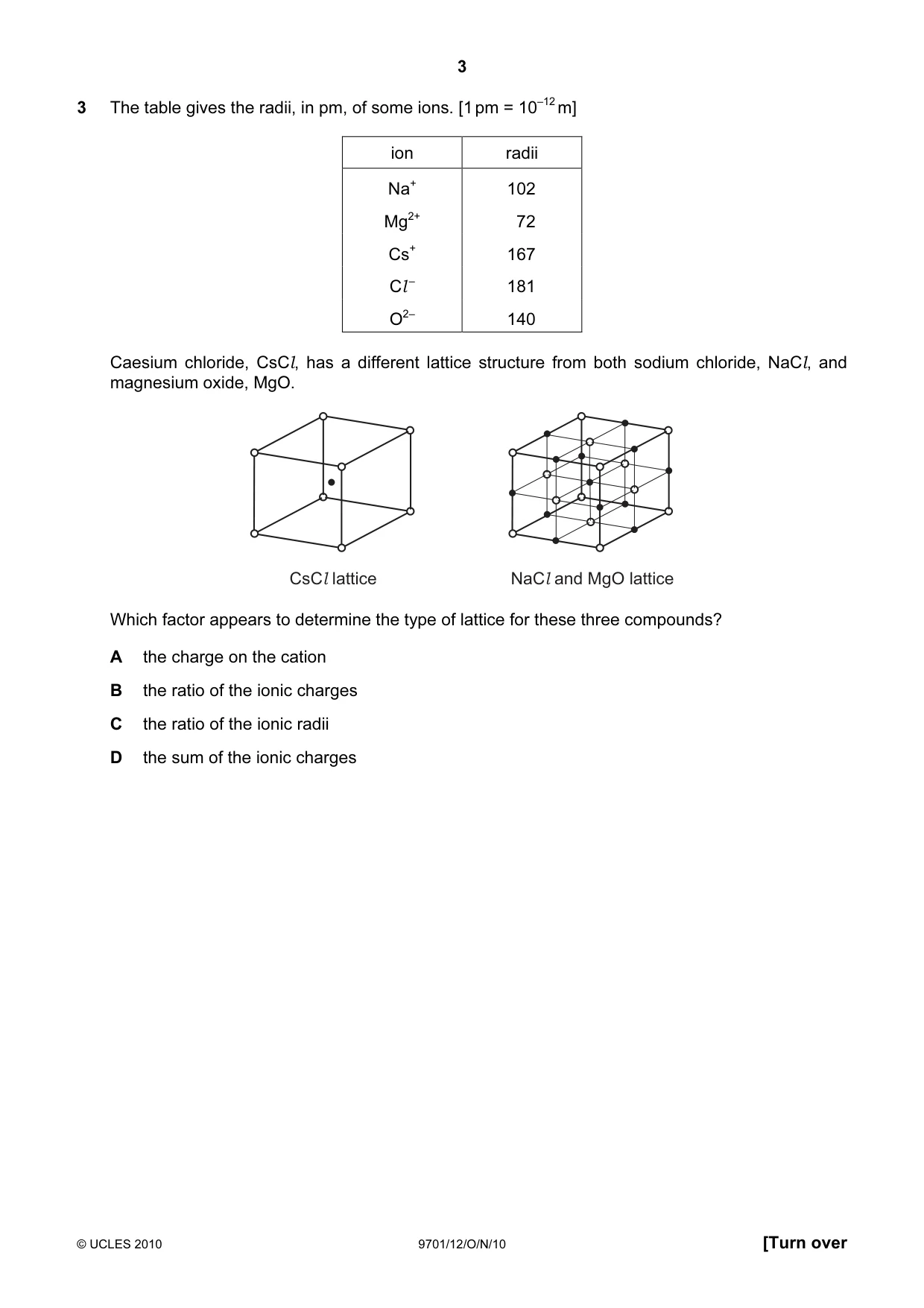 Cambridge A Level Chemistry 9701 2010 Oct/Nov Paper 1 · Variant 2 question paper, page 3 of 16