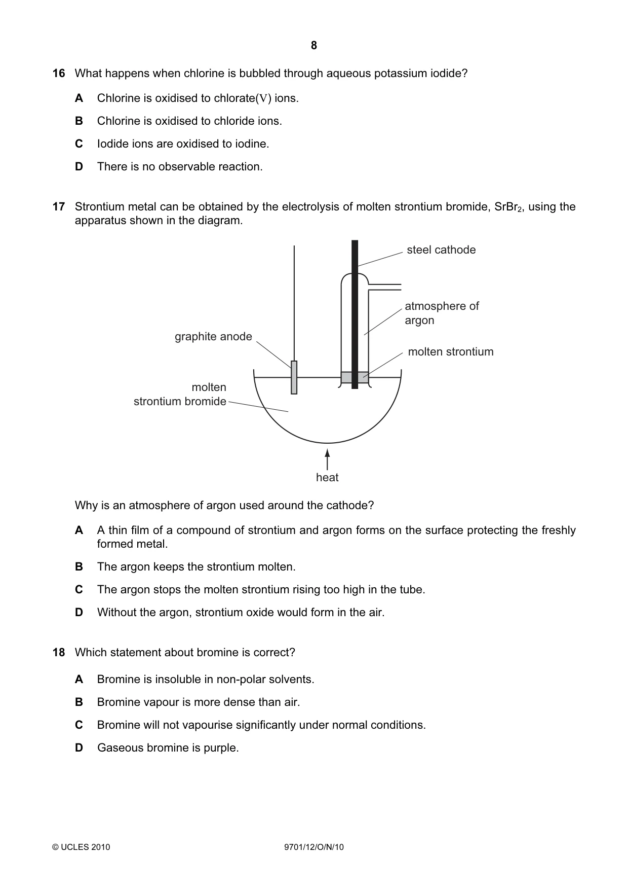 Cambridge A Level Chemistry 9701 2010 Oct/Nov Paper 1 · Variant 2 question paper, page 8 of 16