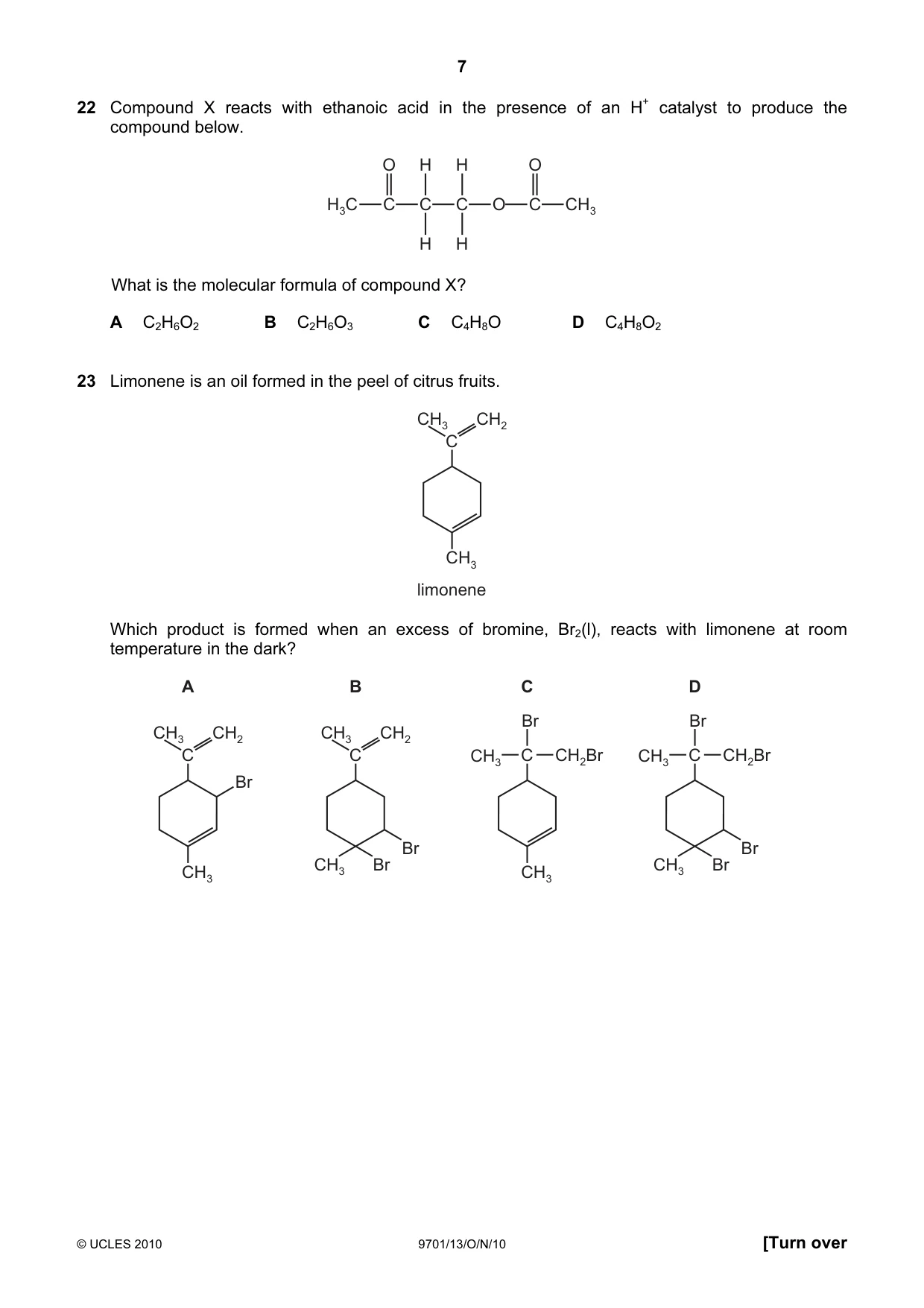 Cambridge A Level Chemistry 9701 2010 Oct/Nov Paper 1 · Variant 3 question paper, page 7 of 16