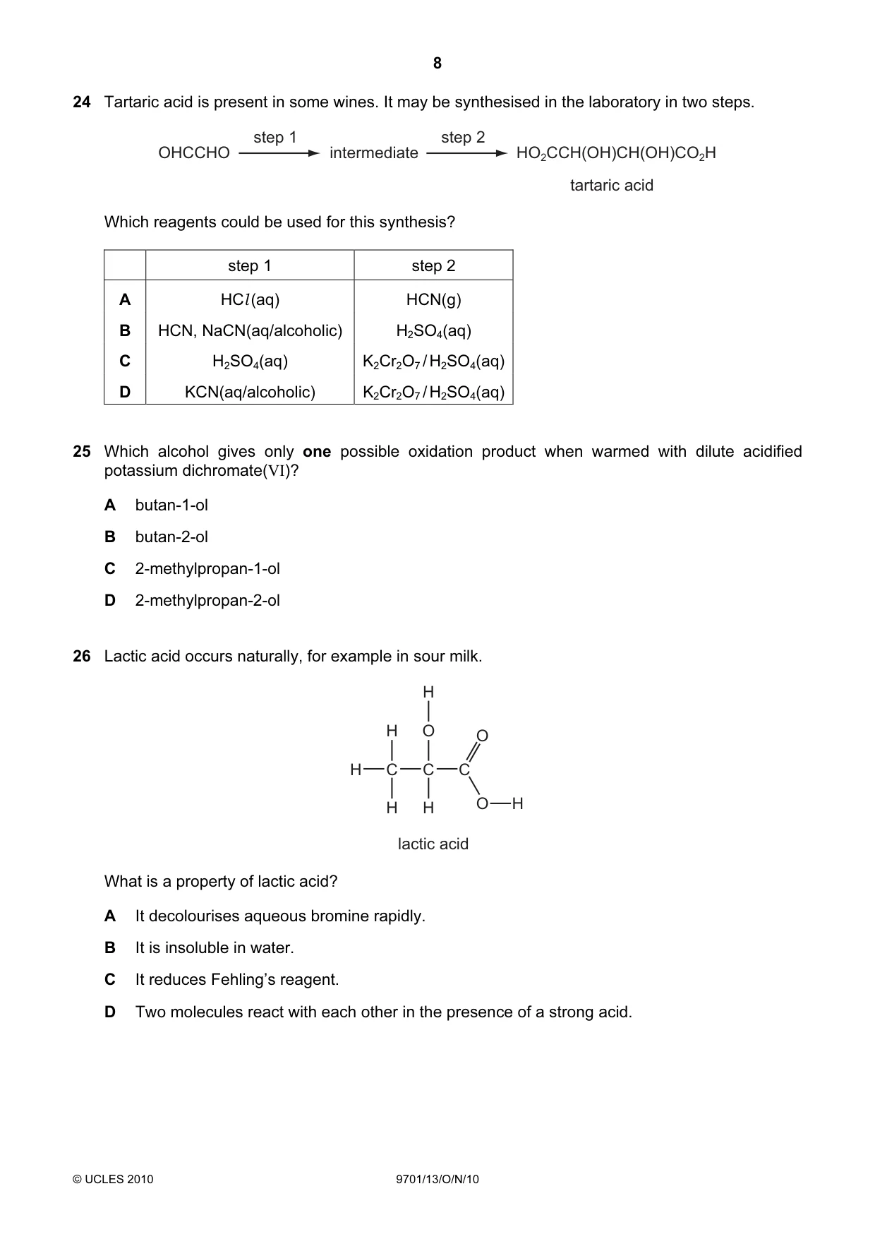 Cambridge A Level Chemistry 9701 2010 Oct/Nov Paper 1 · Variant 3 question paper, page 8 of 16